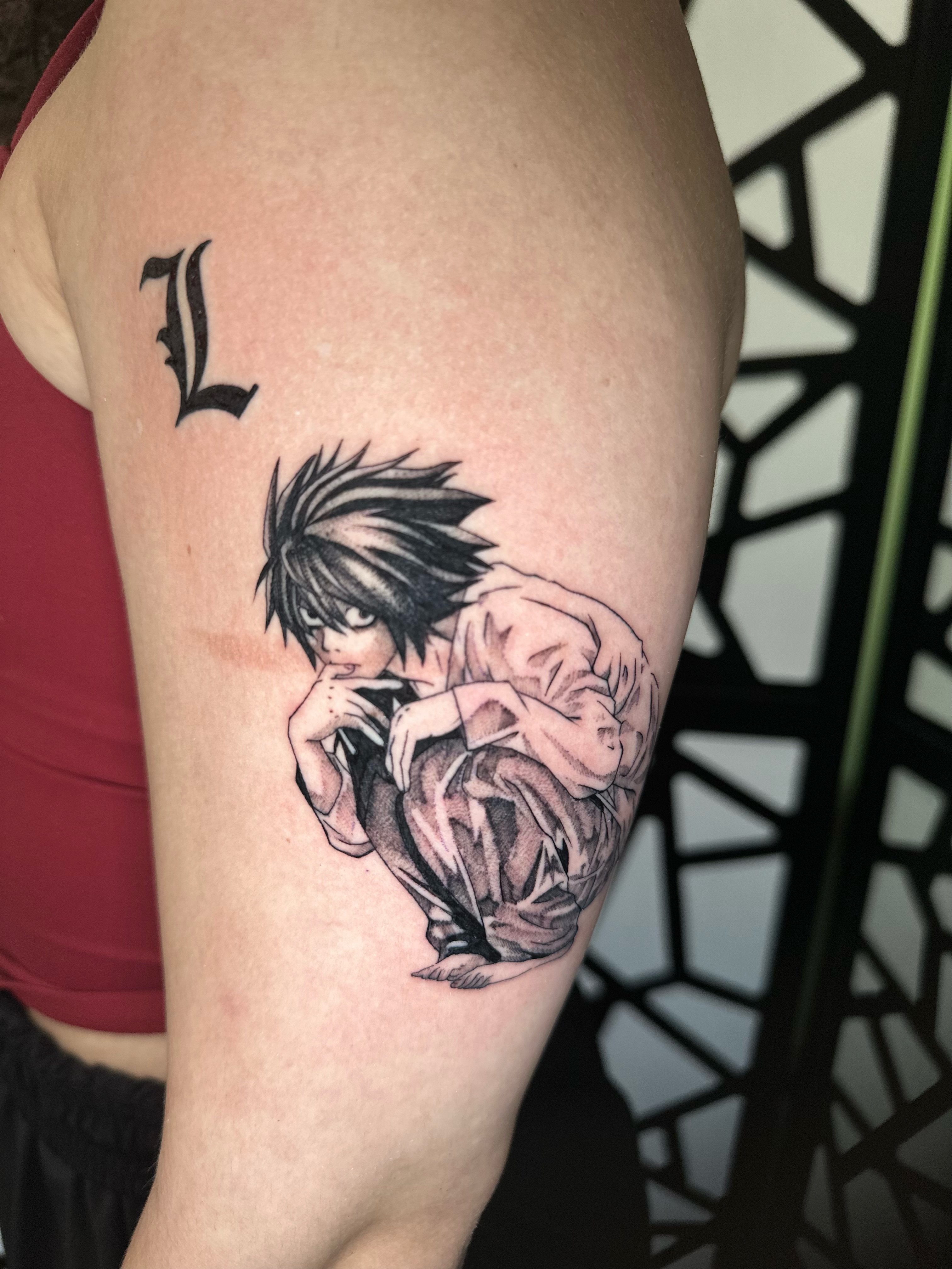 Tattoo by @deaddfred — black_and_grey, anime