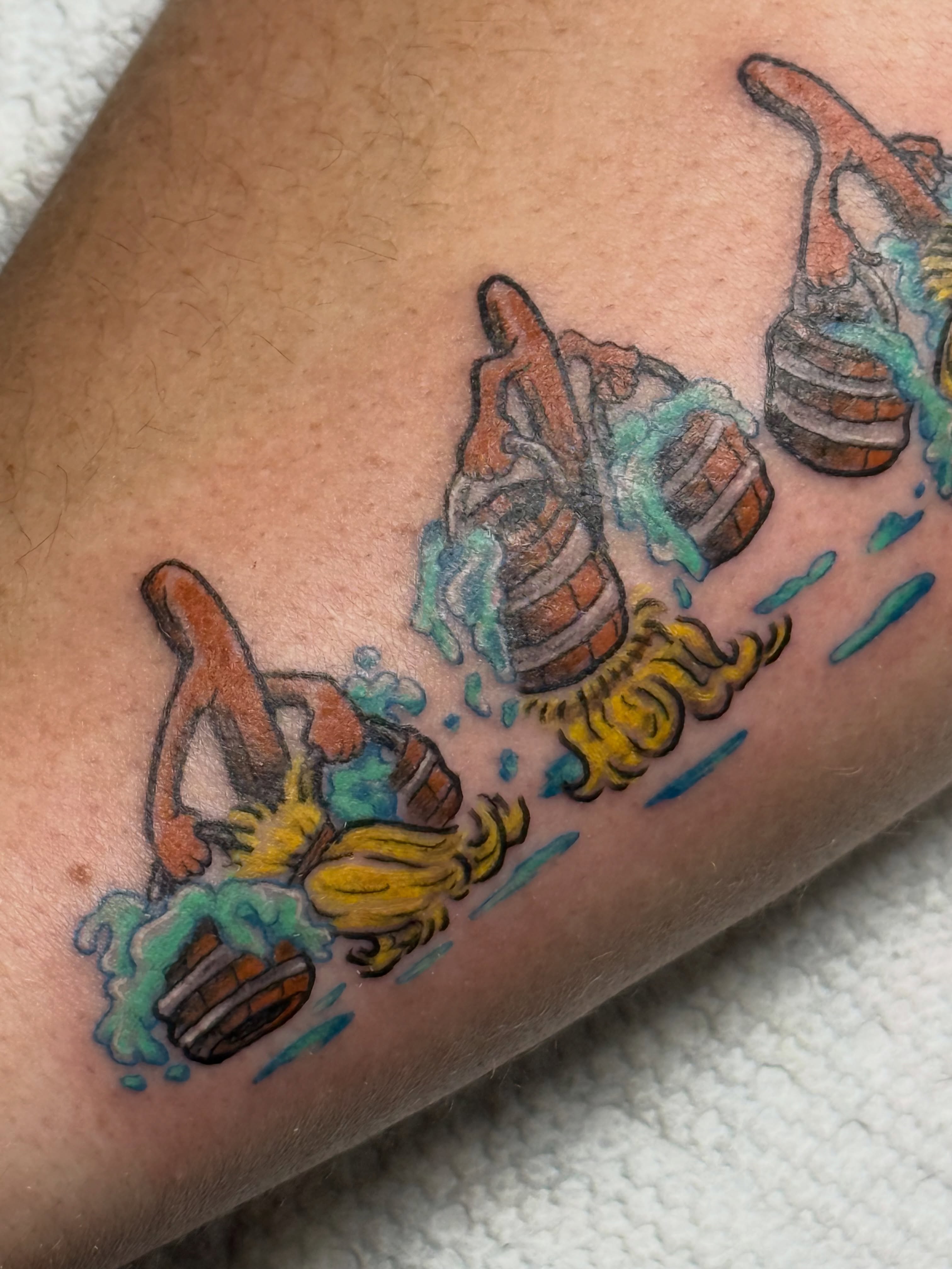 Barrels and rope American traditional tattoo on the forearm by Camryn Justice