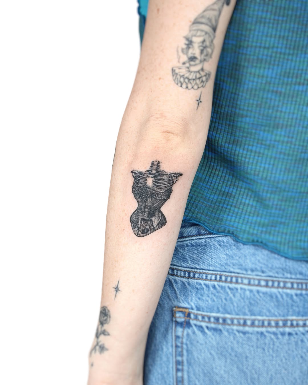 Tattoo by @tatmostat — illustrative, black_and_grey
