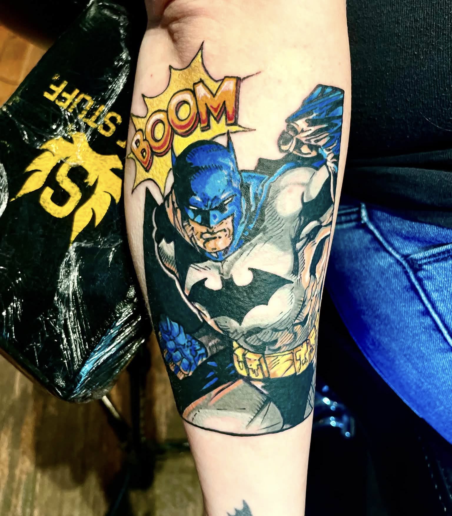 Batman realism tattoo on the forearm by Josh O’ + Bird ☘️ 🪶
