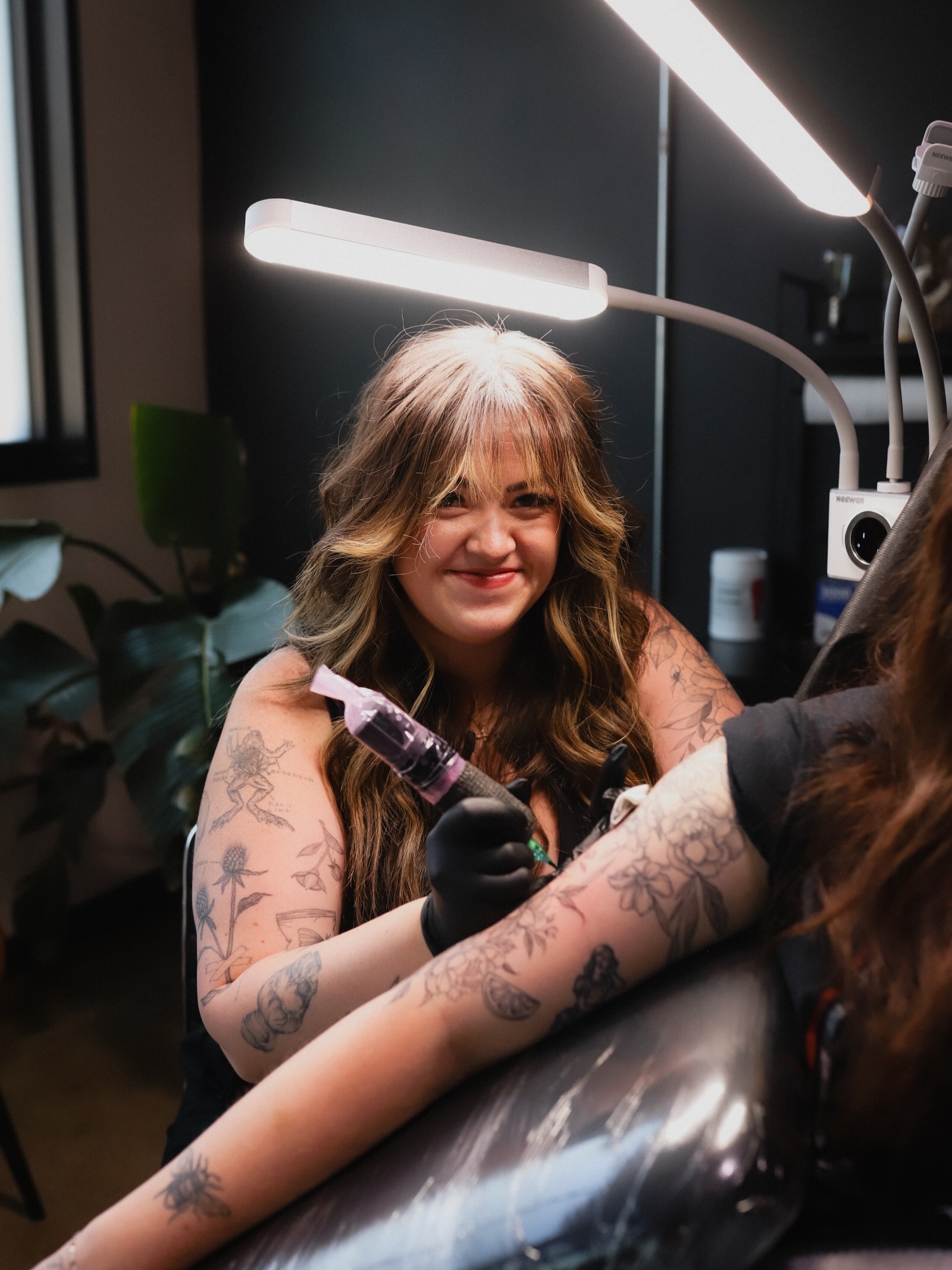 Floral design black and grey tattoo on the forearm by Caroline + Utah Tattoo Artist