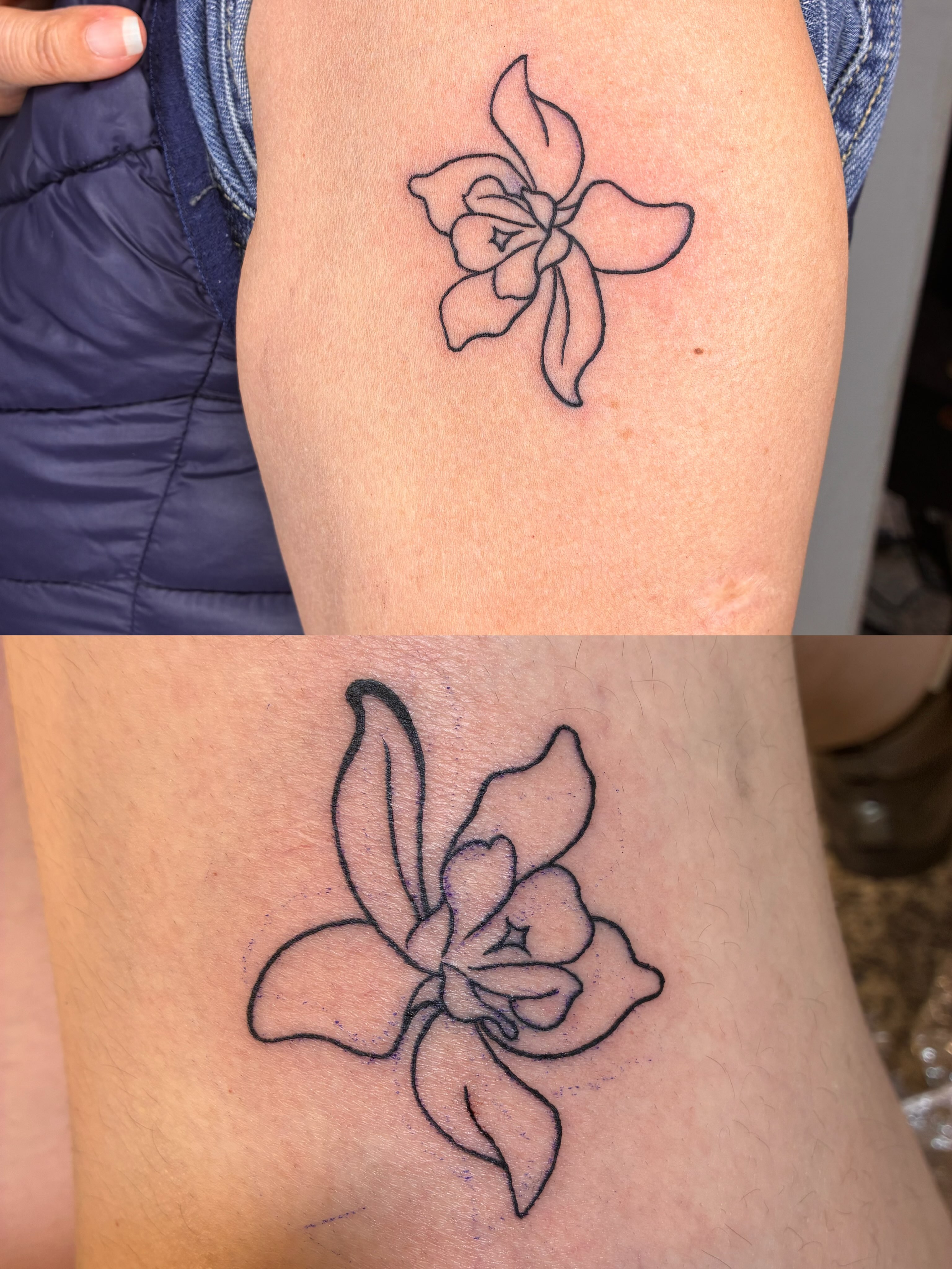 Flower black and grey tattoo on the forearm by Xin.H