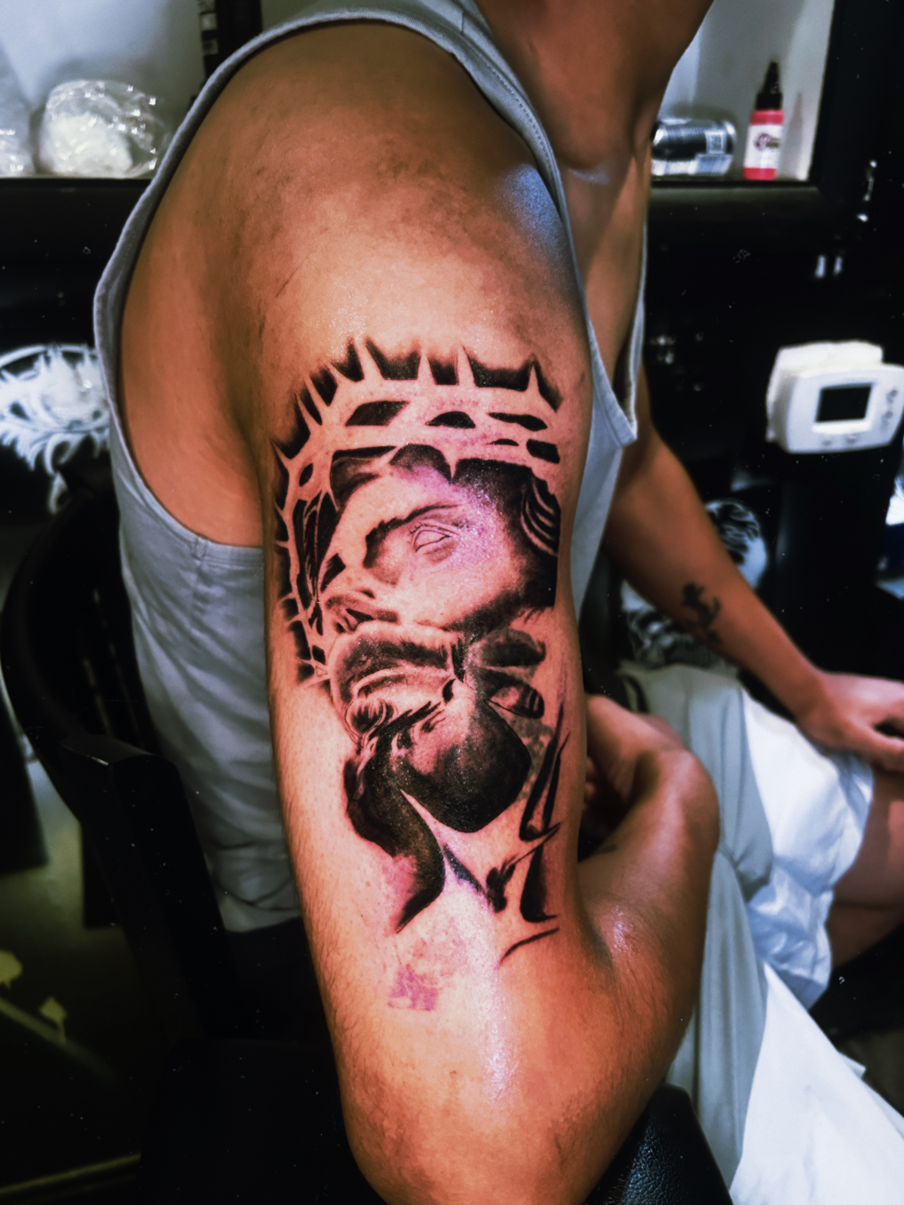 Jesus Christ realism tattoo on the forearm by Tito Cross ❤️‍🔥