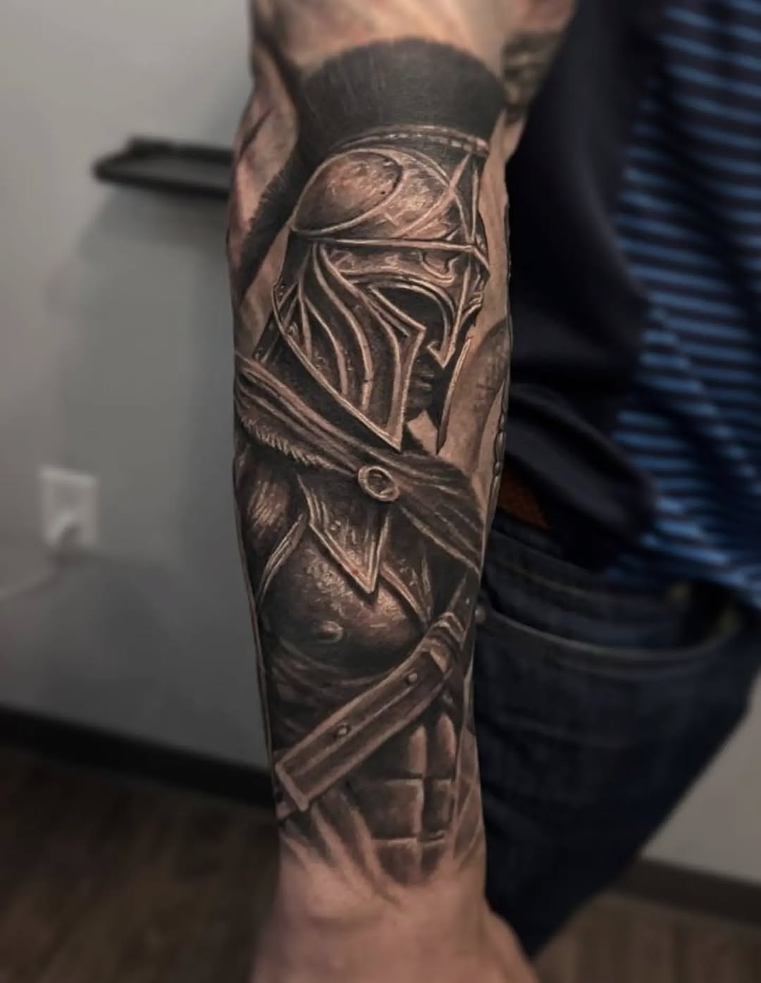 Tattoo by @tokarev_igor_tattoo — realism, black_and_grey