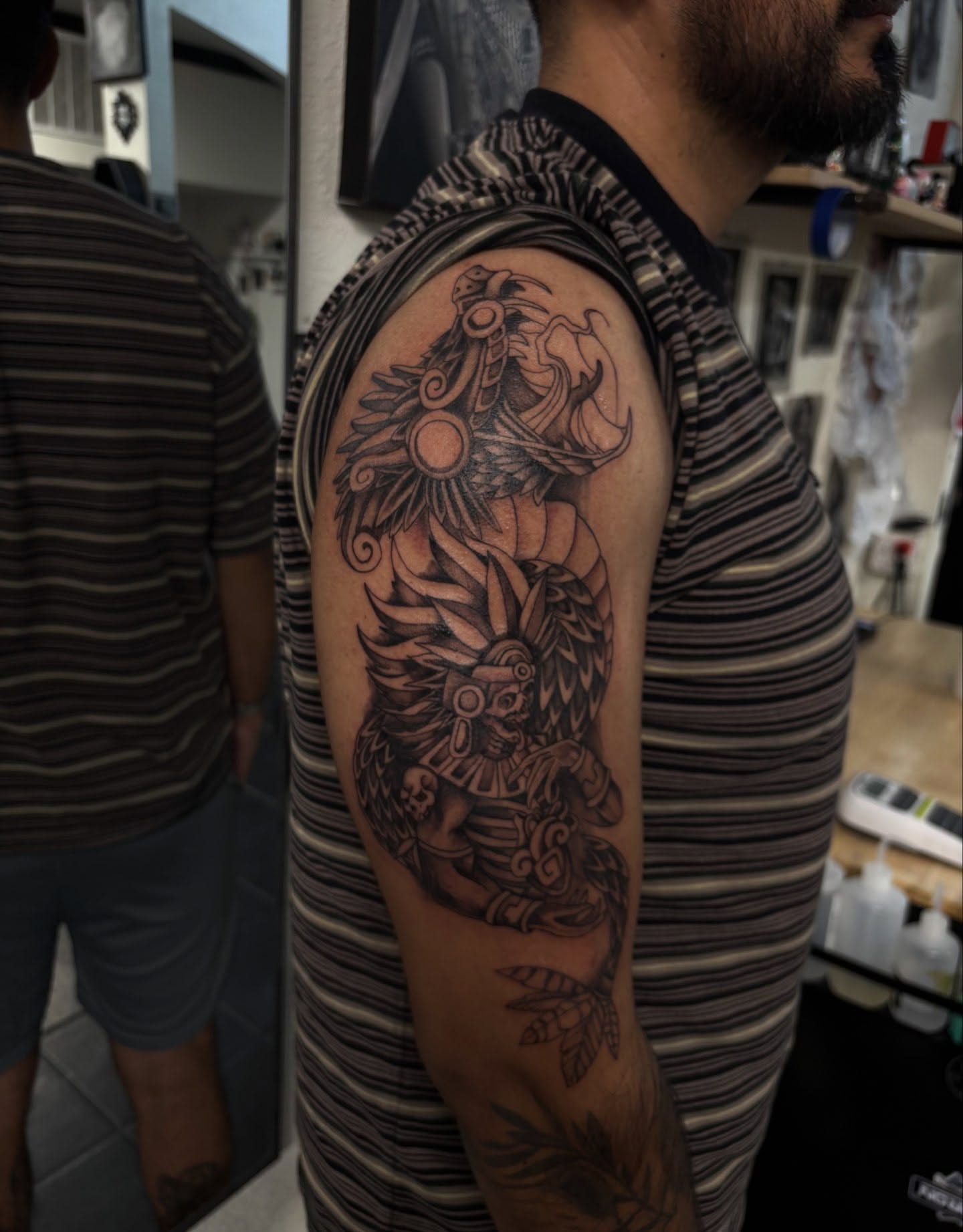 Mexican warrior tribal tattoo on the shoulder by suzie