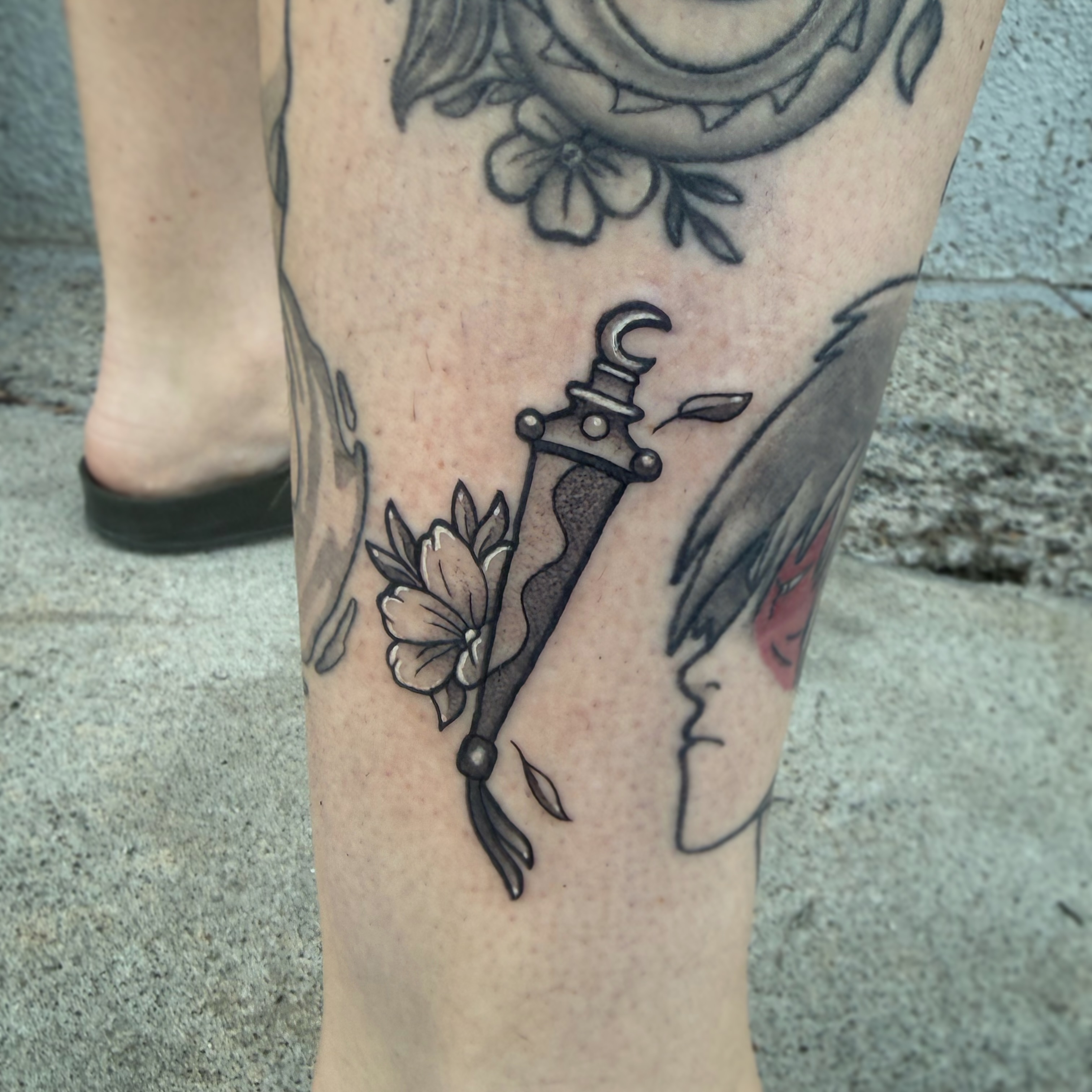 Tattoo by @dominiquedarko — black_and_grey