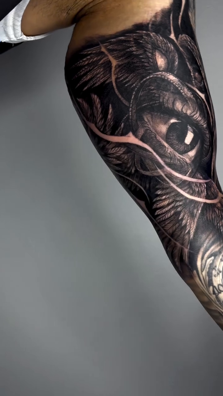 Tattoo by @elmertattoo1 — realism, black_and_grey