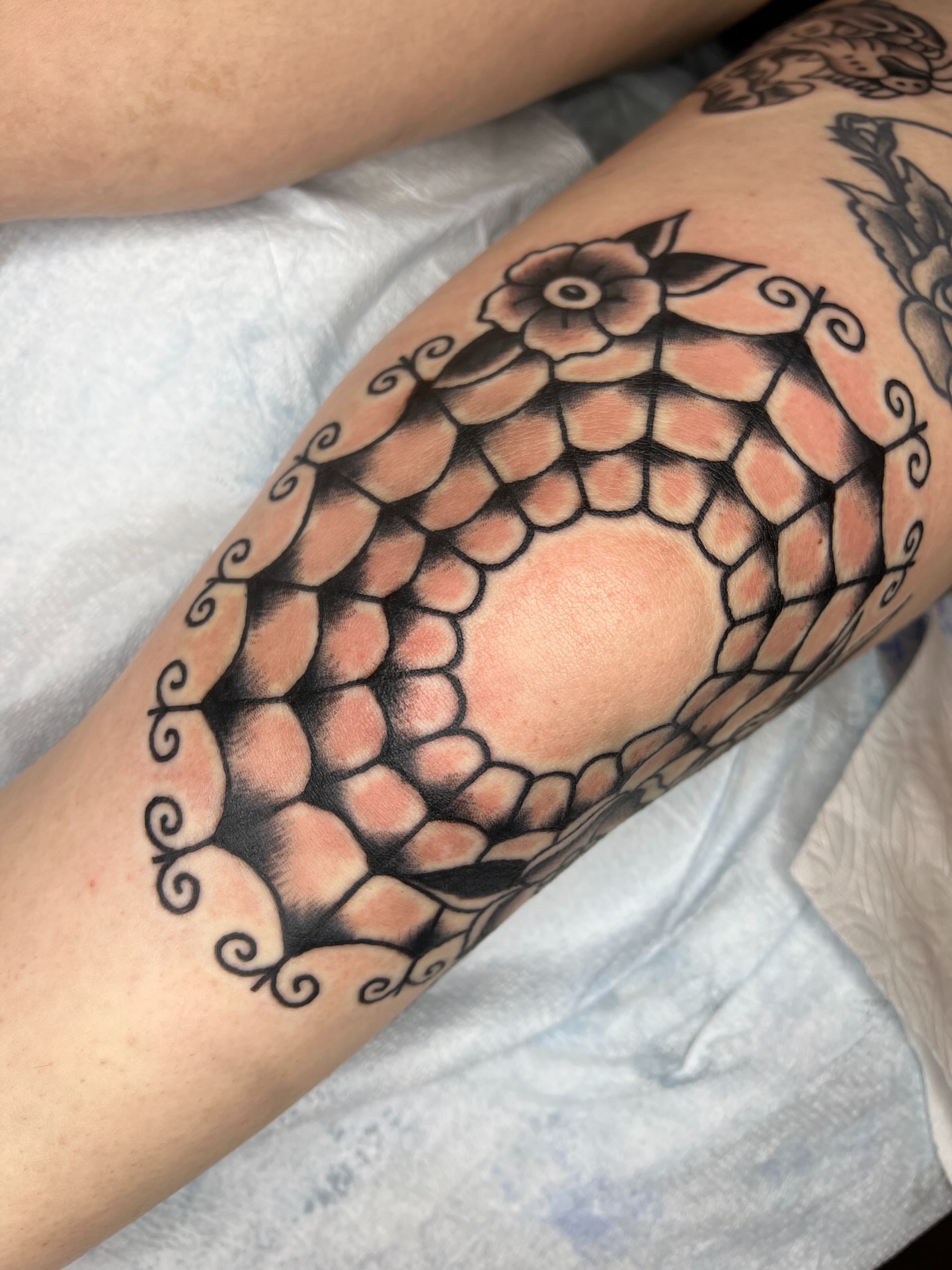 Snake scales American traditional tattoo on the forearm by Leo 🌞 Pdx Tattoo