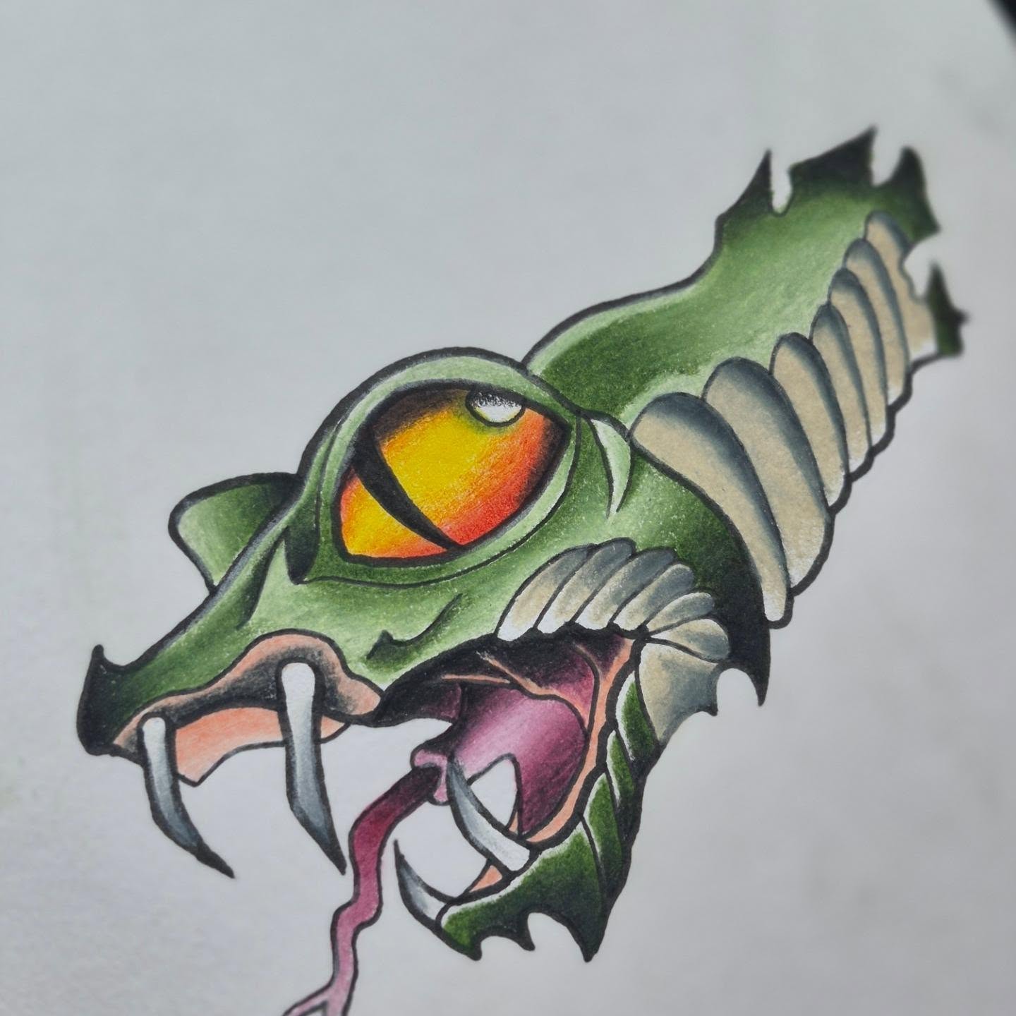 Codile American traditional tattoo by Bobby H