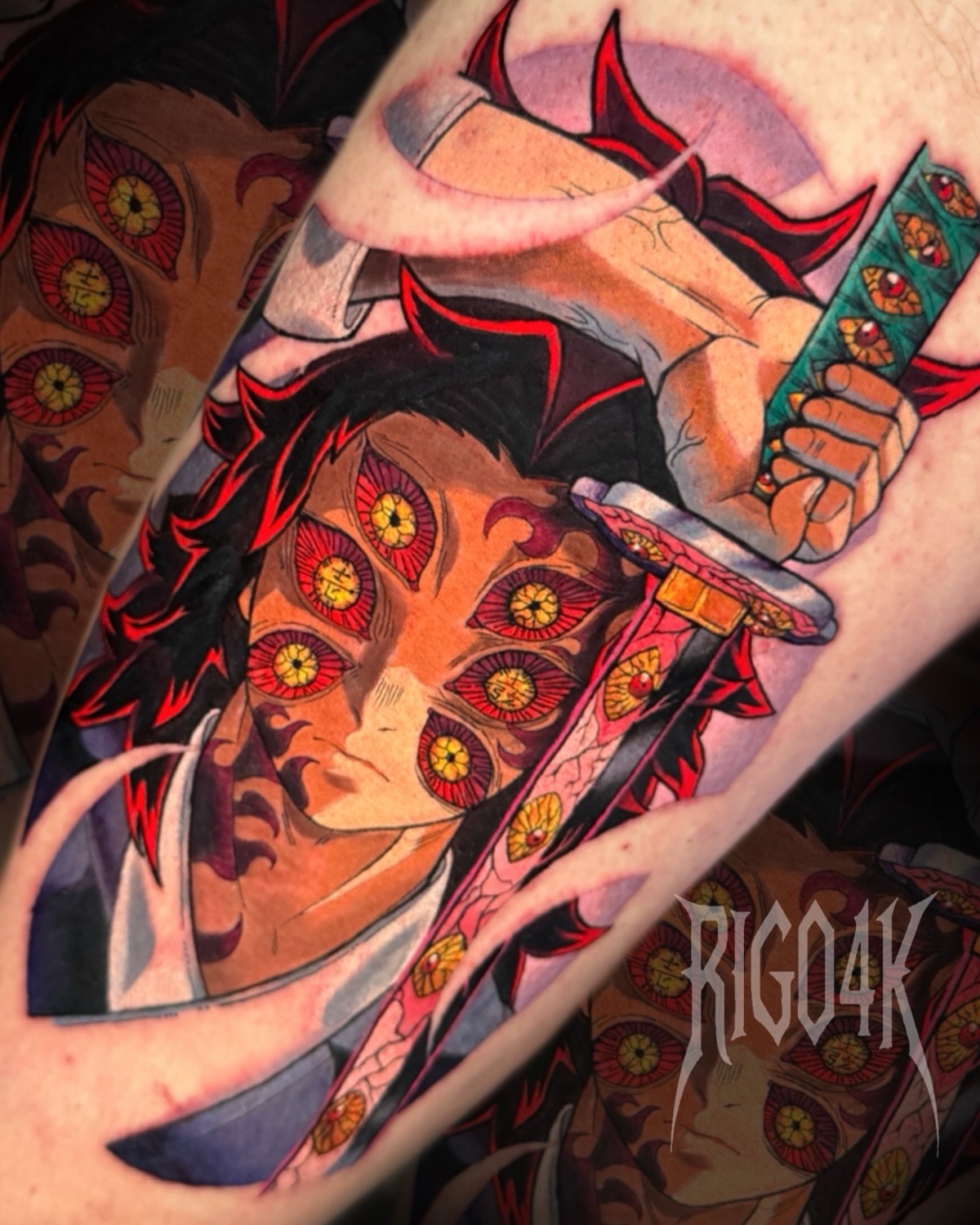 Tattoo by @rigo4k — anime, dotwork