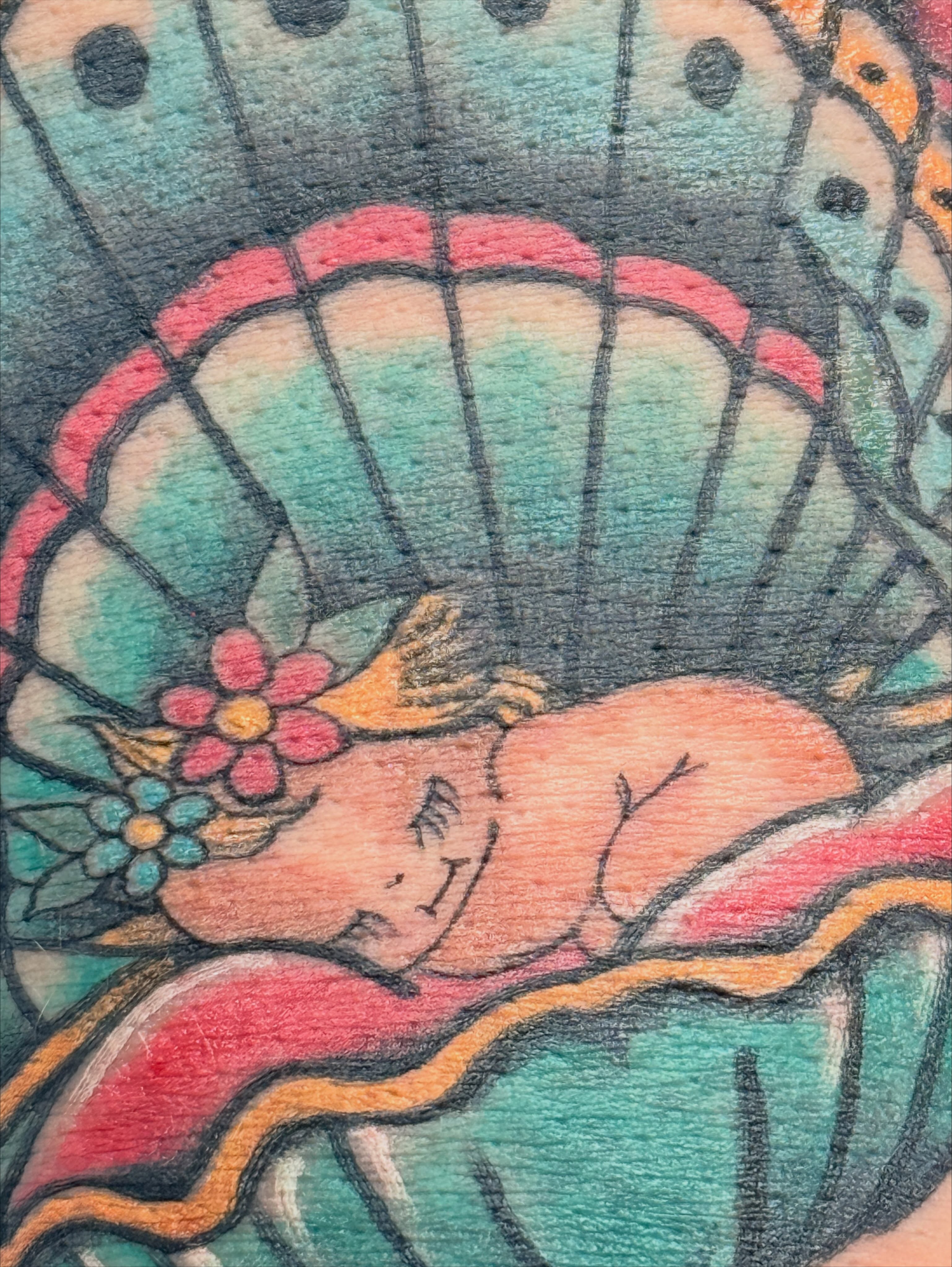 Mermaid new school tattoo on the torso by Megan Sue Causemaker