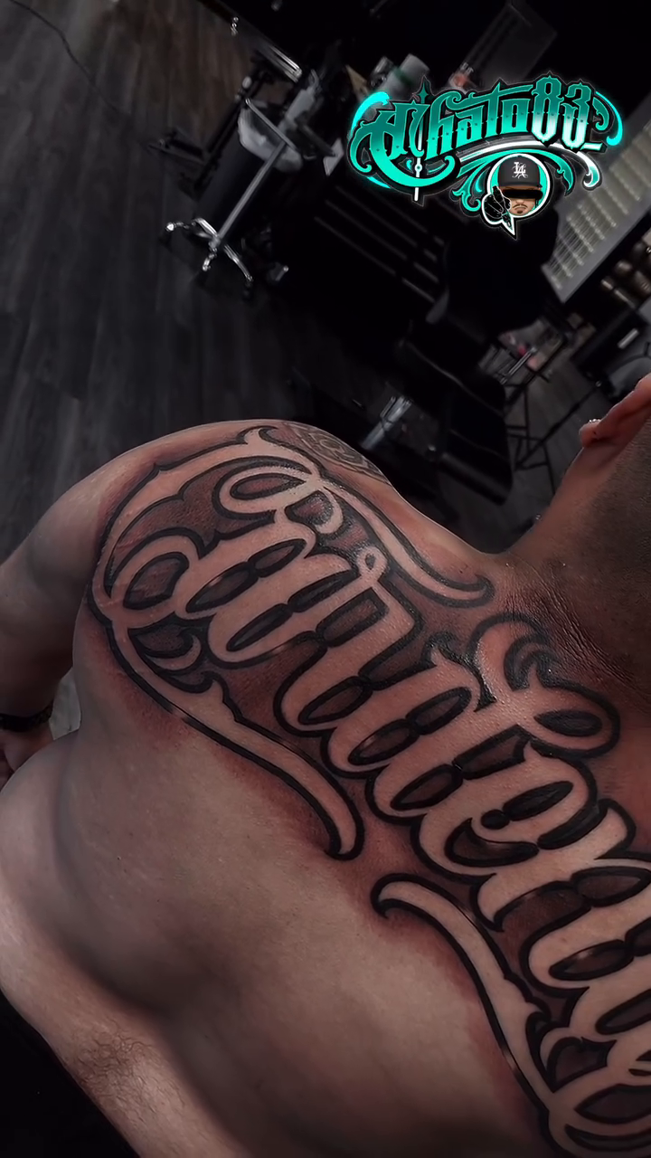 Tattoo by @chato83_ — lettering_script, black_and_grey