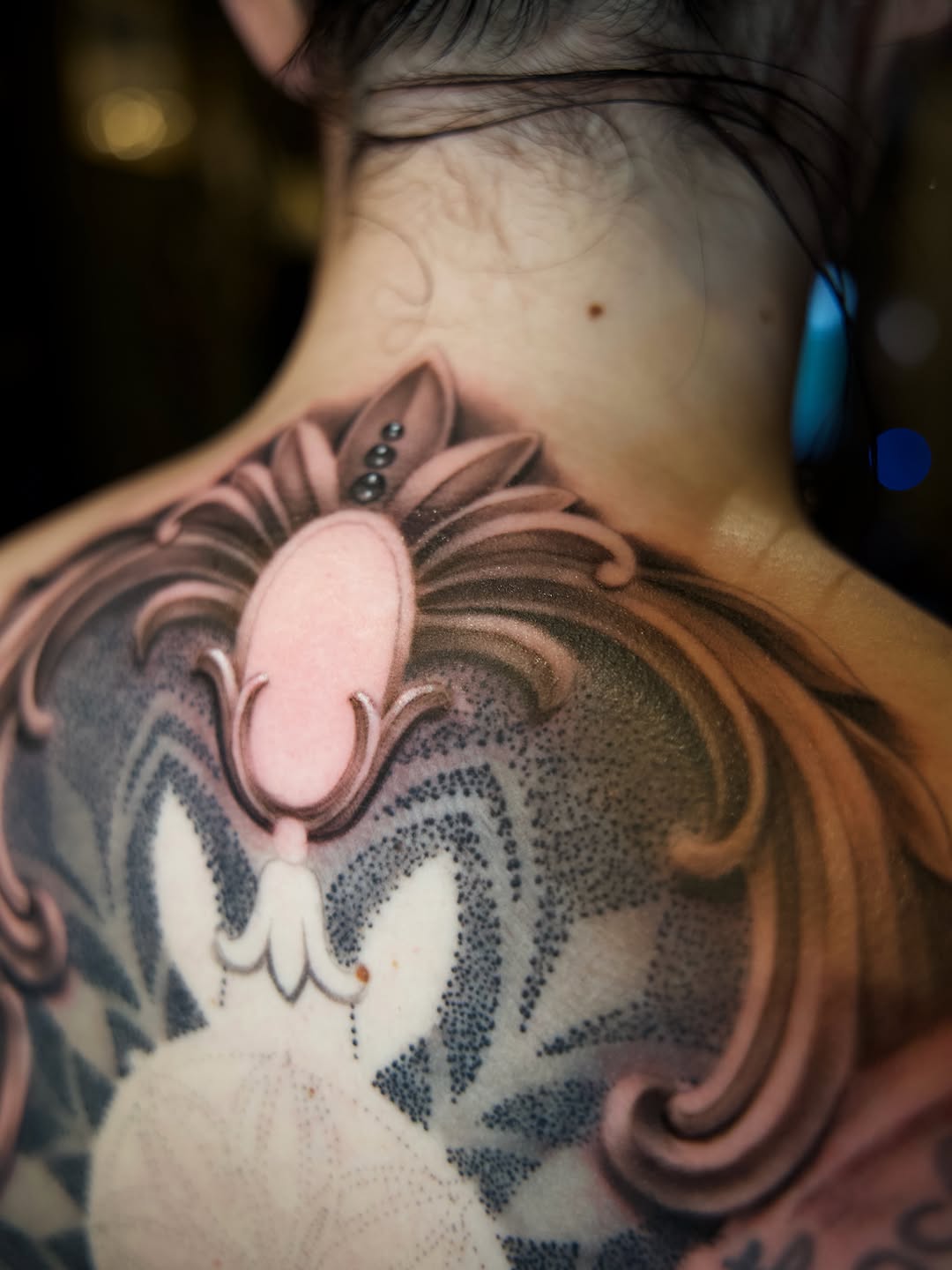Tattoo by @creast4422 — black_and_grey, dotwork