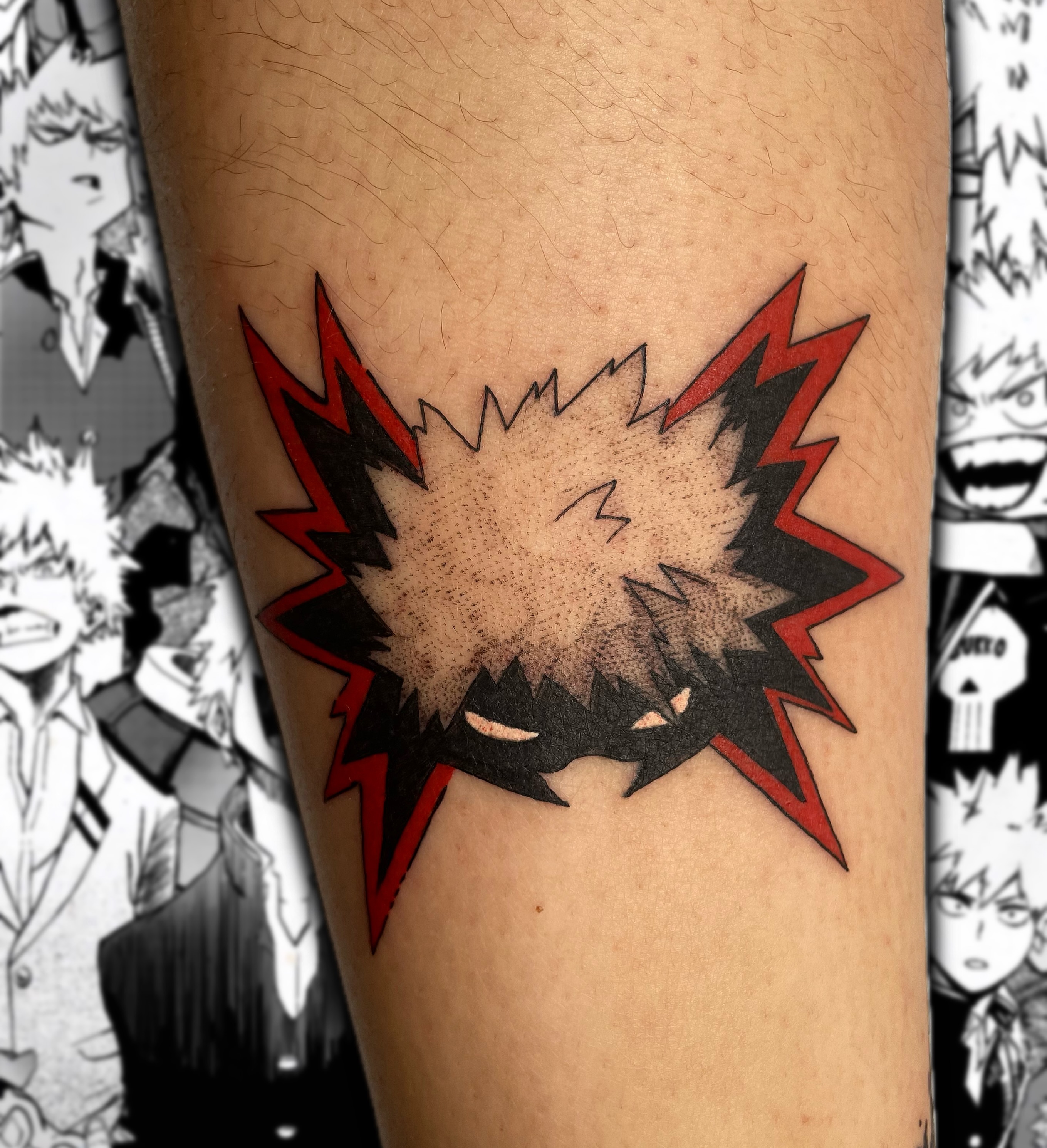 Explosion dotwork tattoo on the forearm by Shontel Fowler