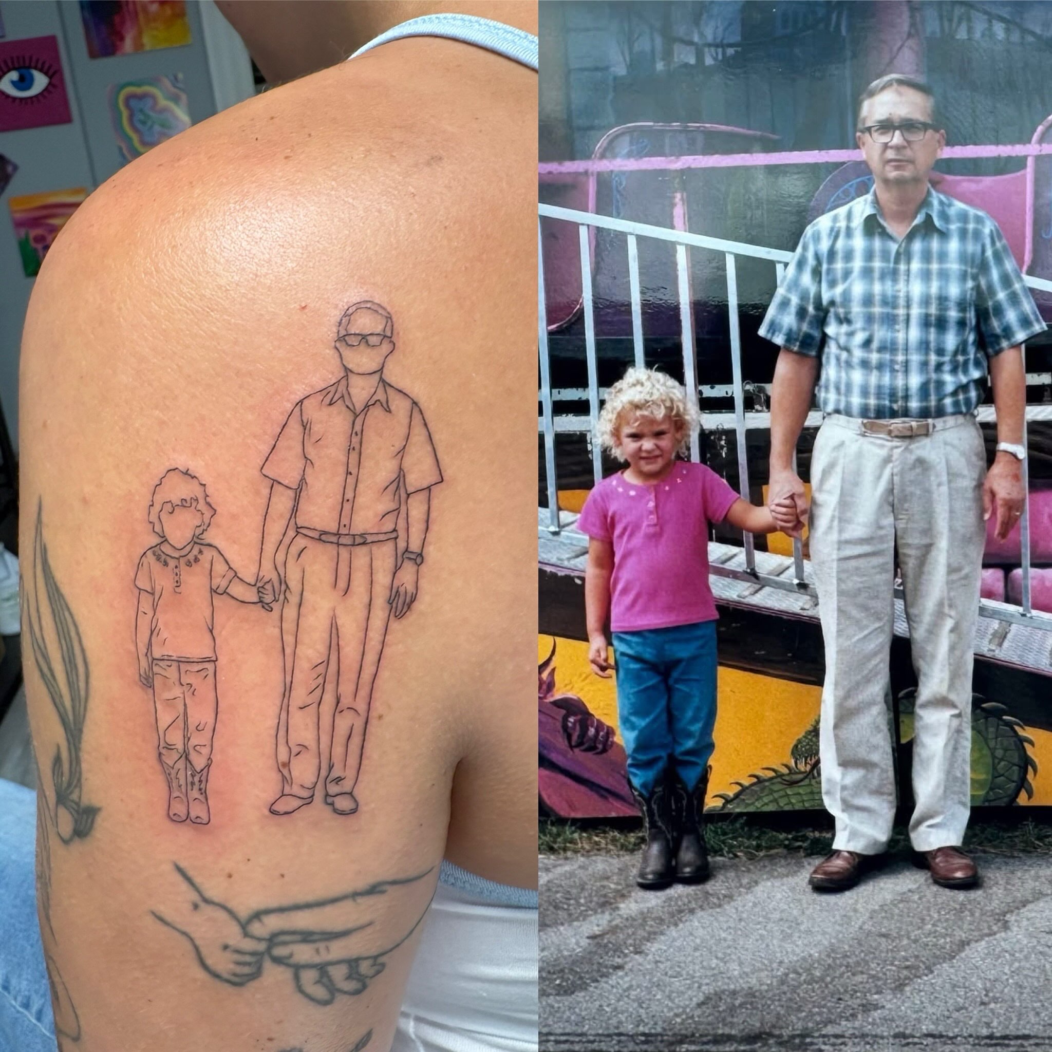 Grandfather and child realism tattoo on the back by Andrea 🎨🖌