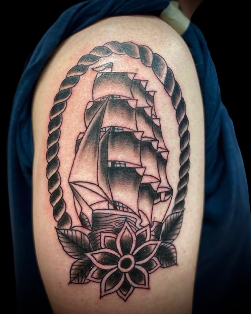 Tattoo by @jen_godfreytattoos — american_traditional, black_and_grey