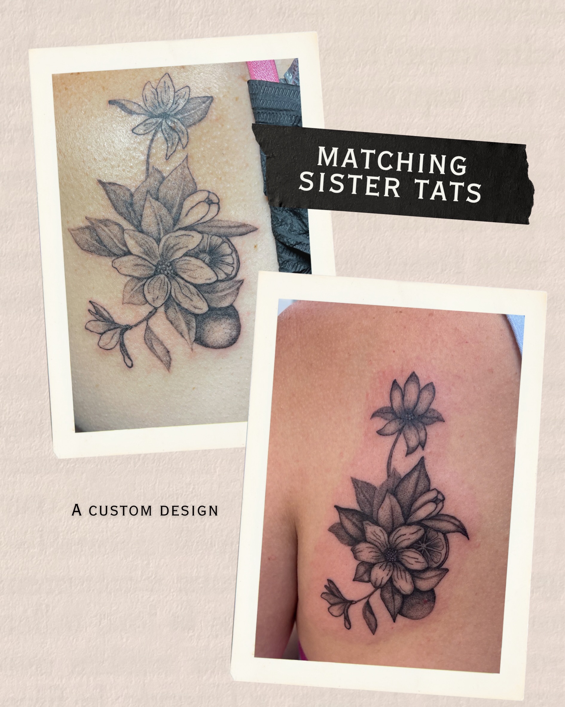 Flower bouquet black and grey tattoo on the thigh by Amy