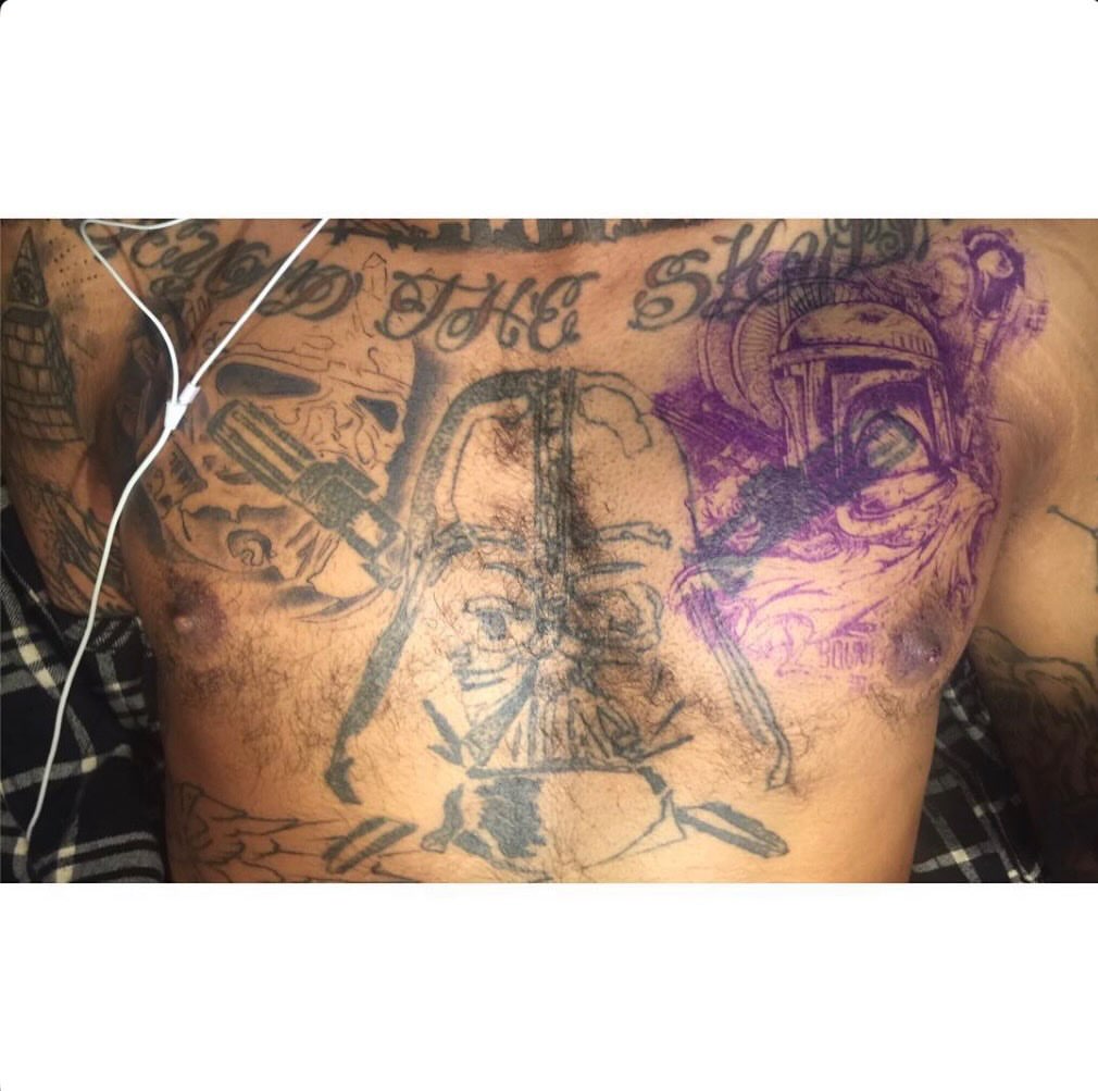 Warrior American traditional tattoo on the chest by Gabe