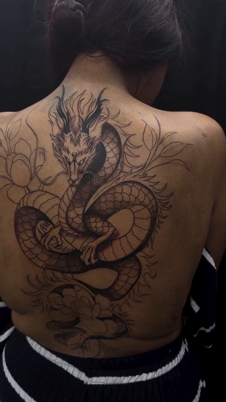 Tattoo by @itscalebbattles — japanese_irezumi, black_and_grey
