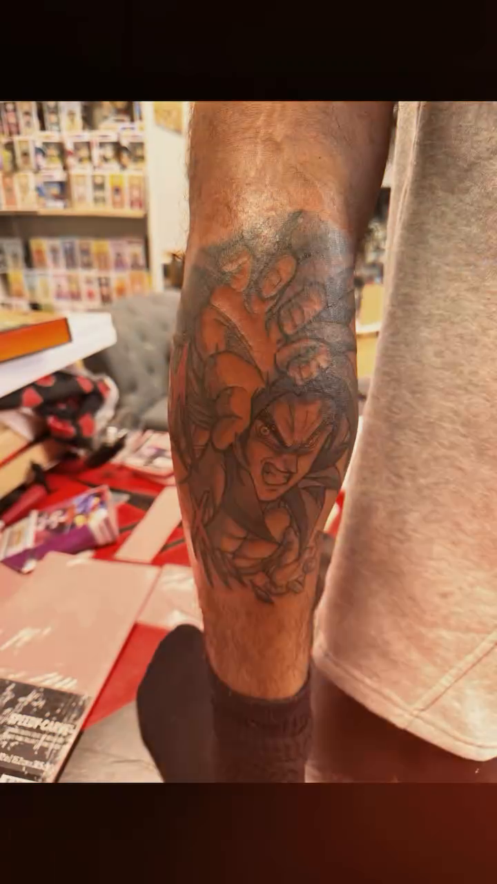 Tattoo by @inkatsuki_tattoos — anime, black_and_grey