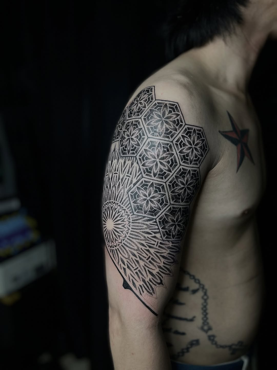 Tattoo by @russellefandialan — geometric, dotwork