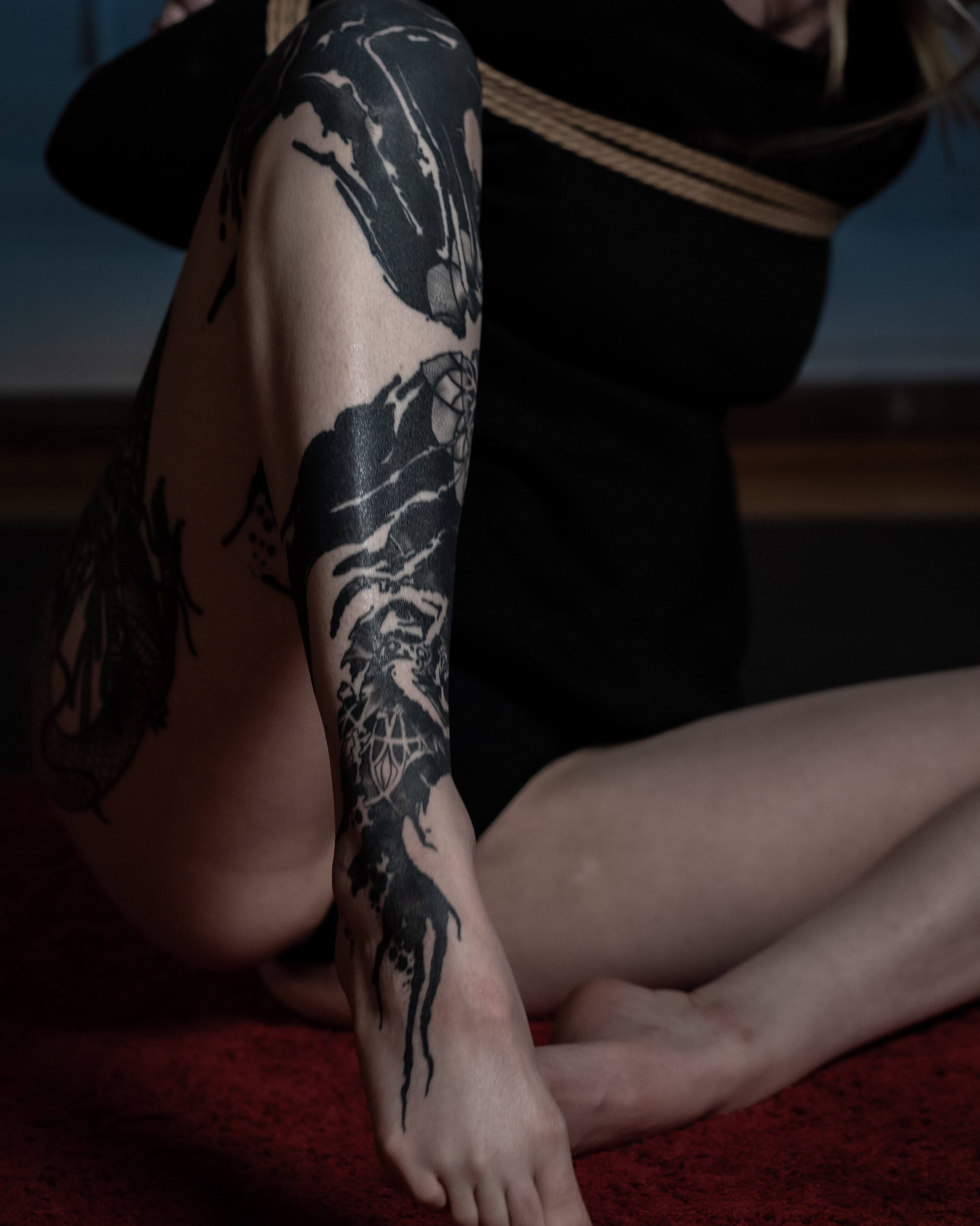 Mythical creature dark realism tattoo on the forearm by Josaline Green