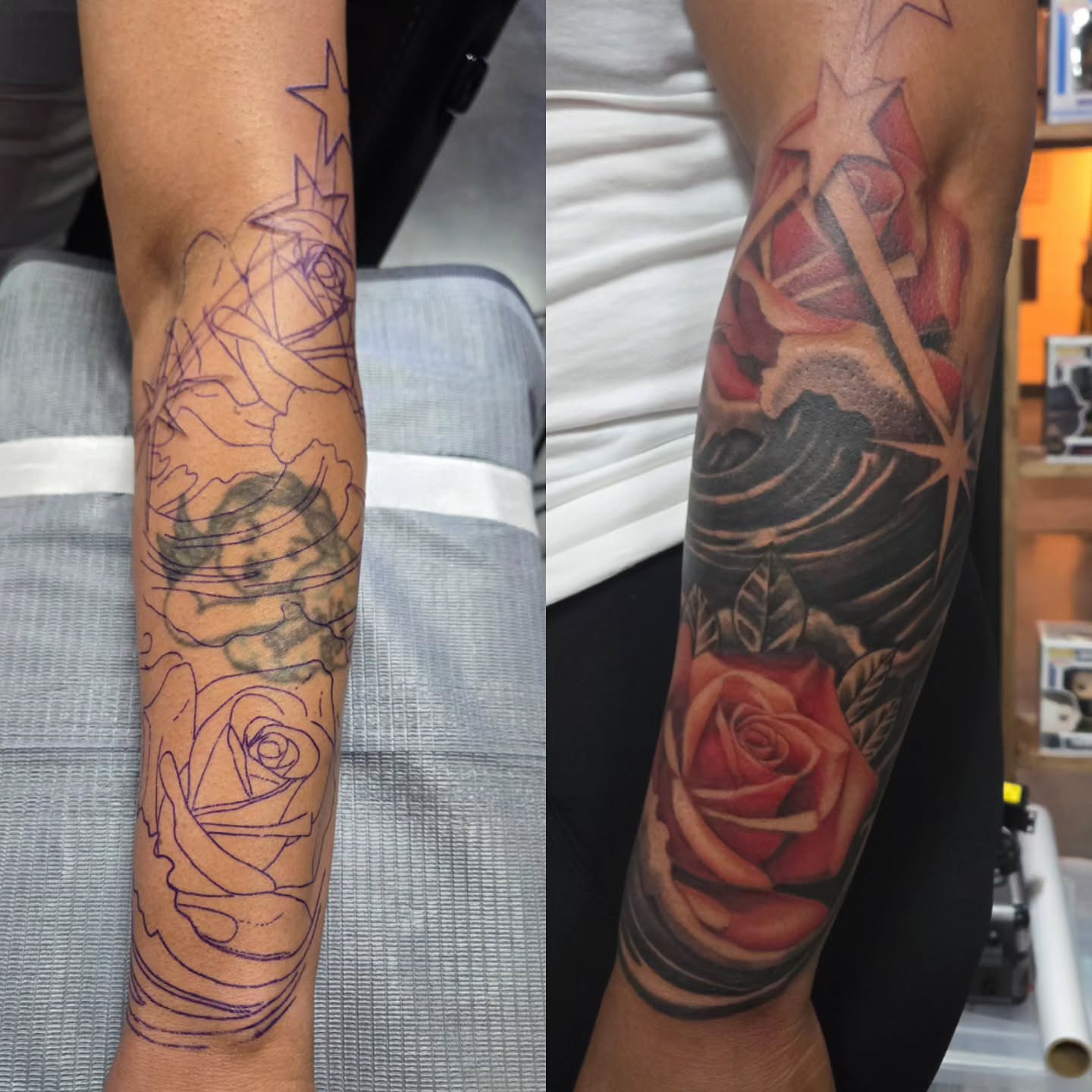 Rose realism tattoo on the forearm by Cee Vann, Greensboro, North Carolina