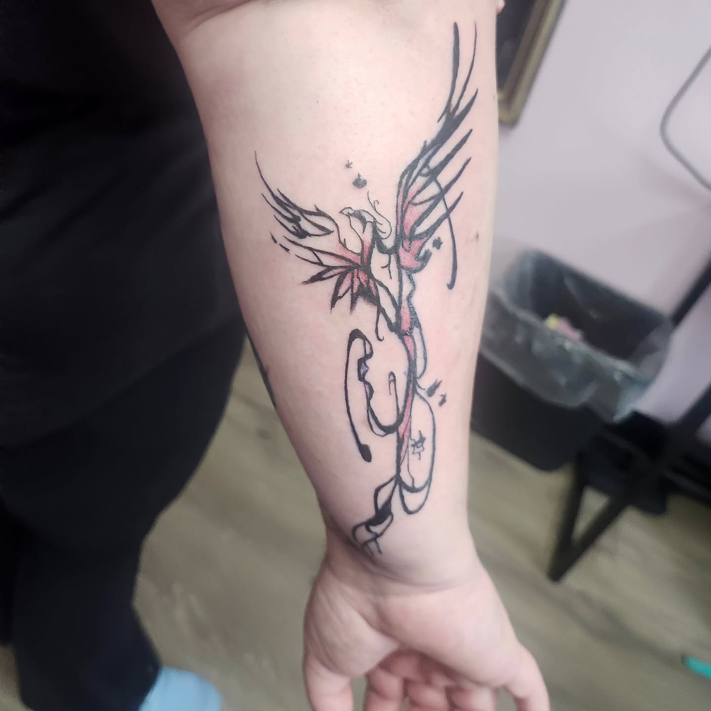 Phoenix dotwork tattoo on the forearm by Meredith 🎈 Tattoo the Bride ✝️