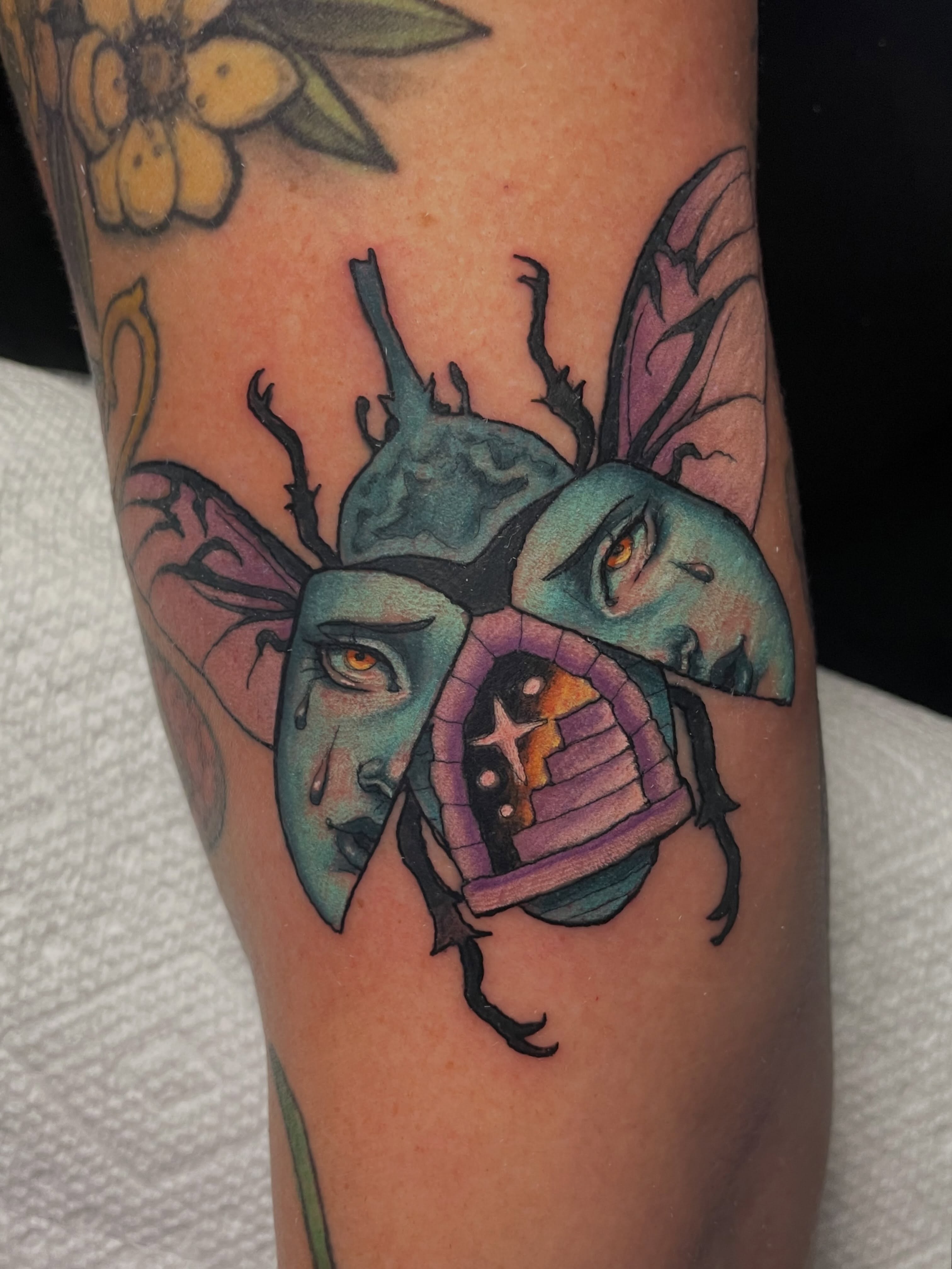 Insect dotwork tattoo on the forearm by Leah Marie, Cincinnati