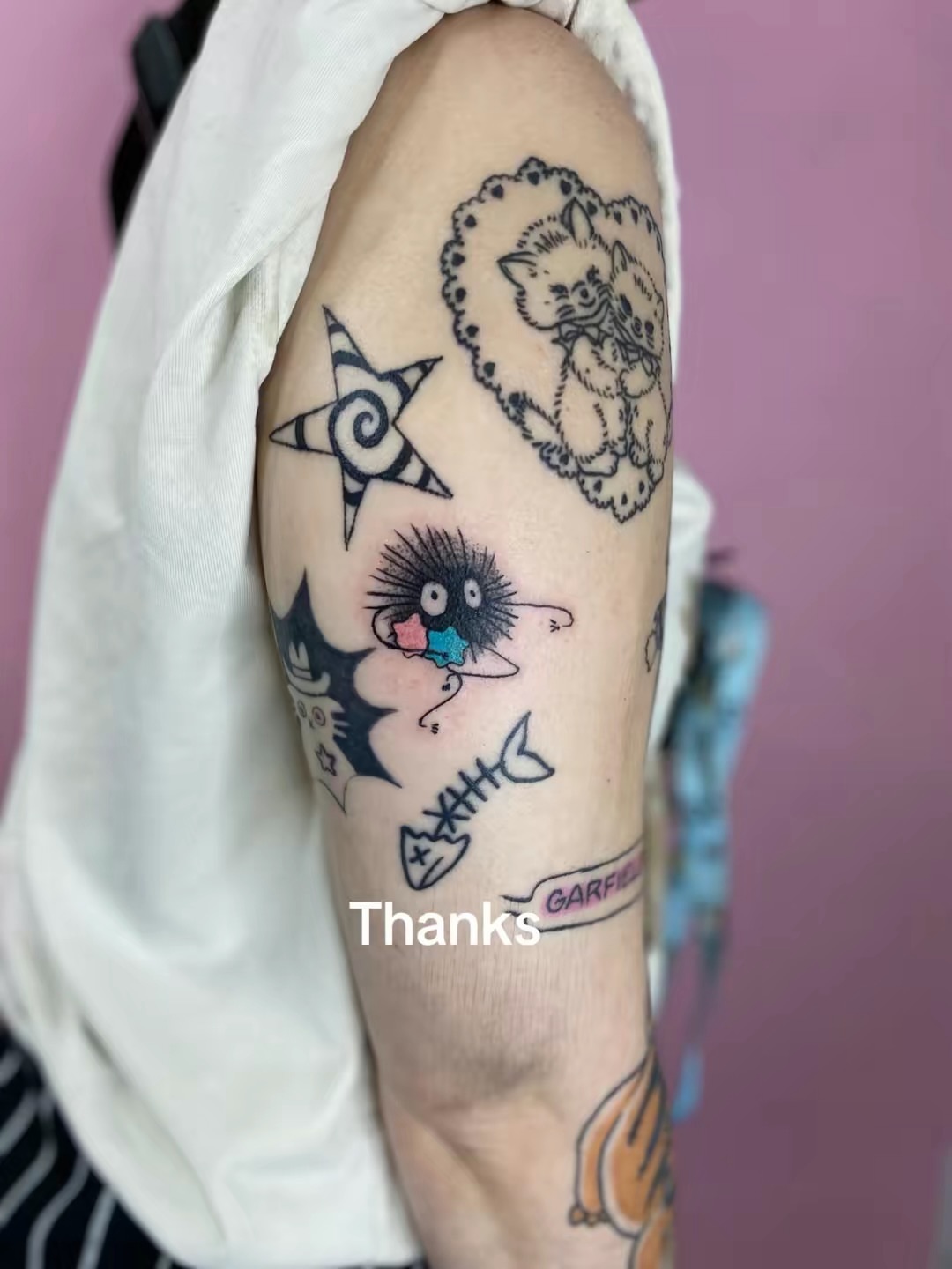 Tattoo by @kstarink — dotwork, anime