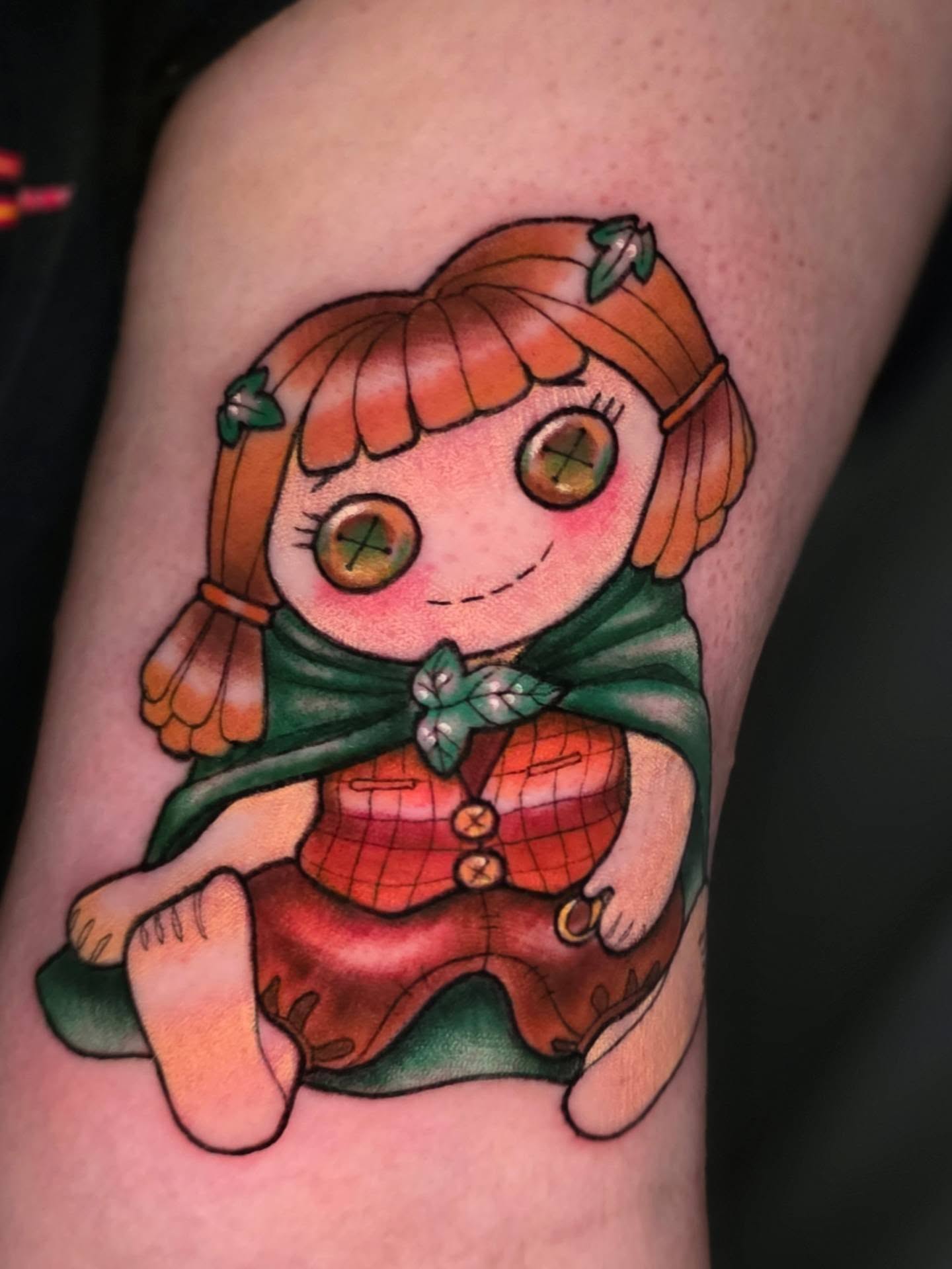 Doll illustrative tattoo on the forearm by April High ☆ Tattoo Artist