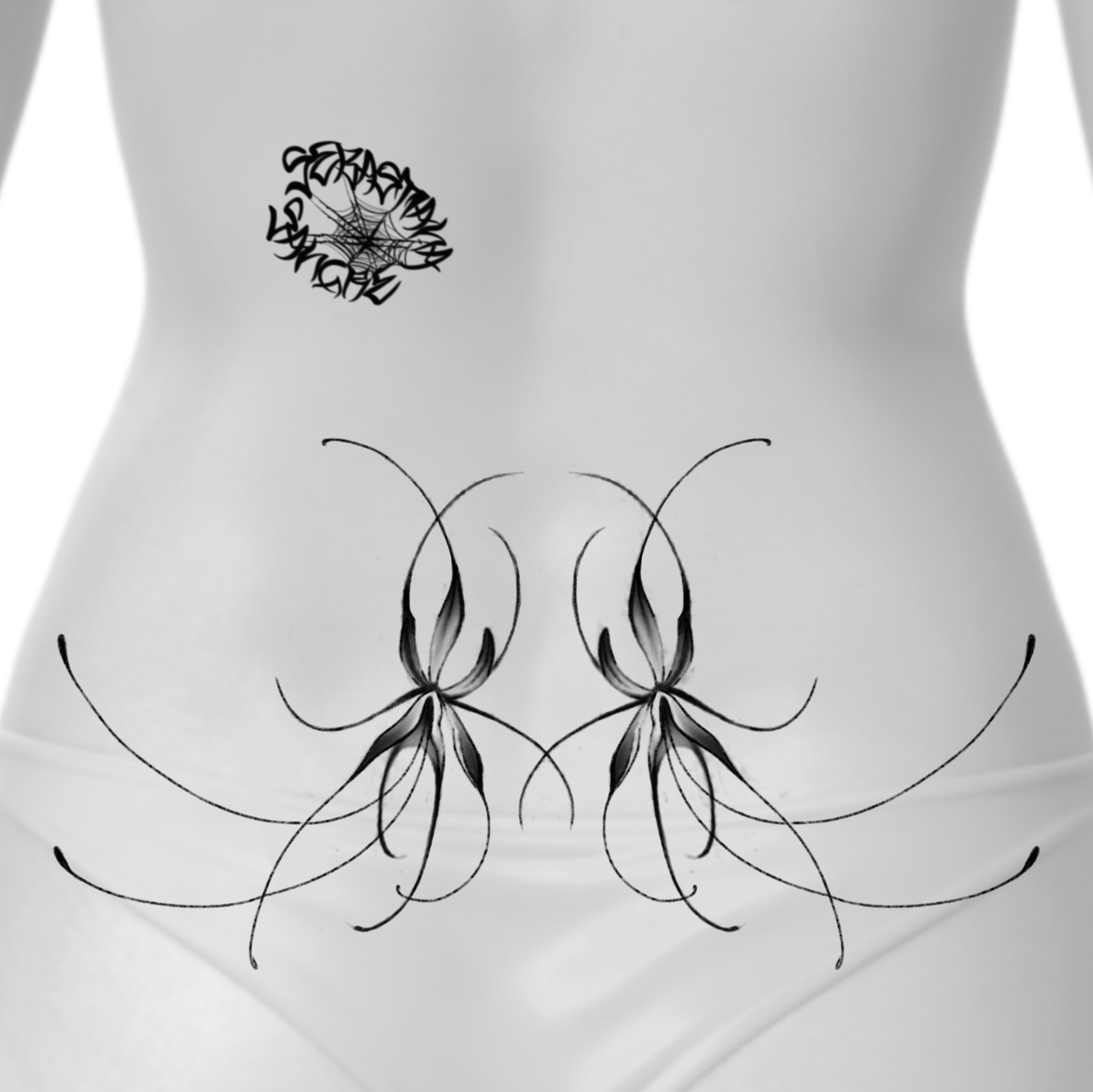 Spider black and grey tattoo on the torso by Sebastiana