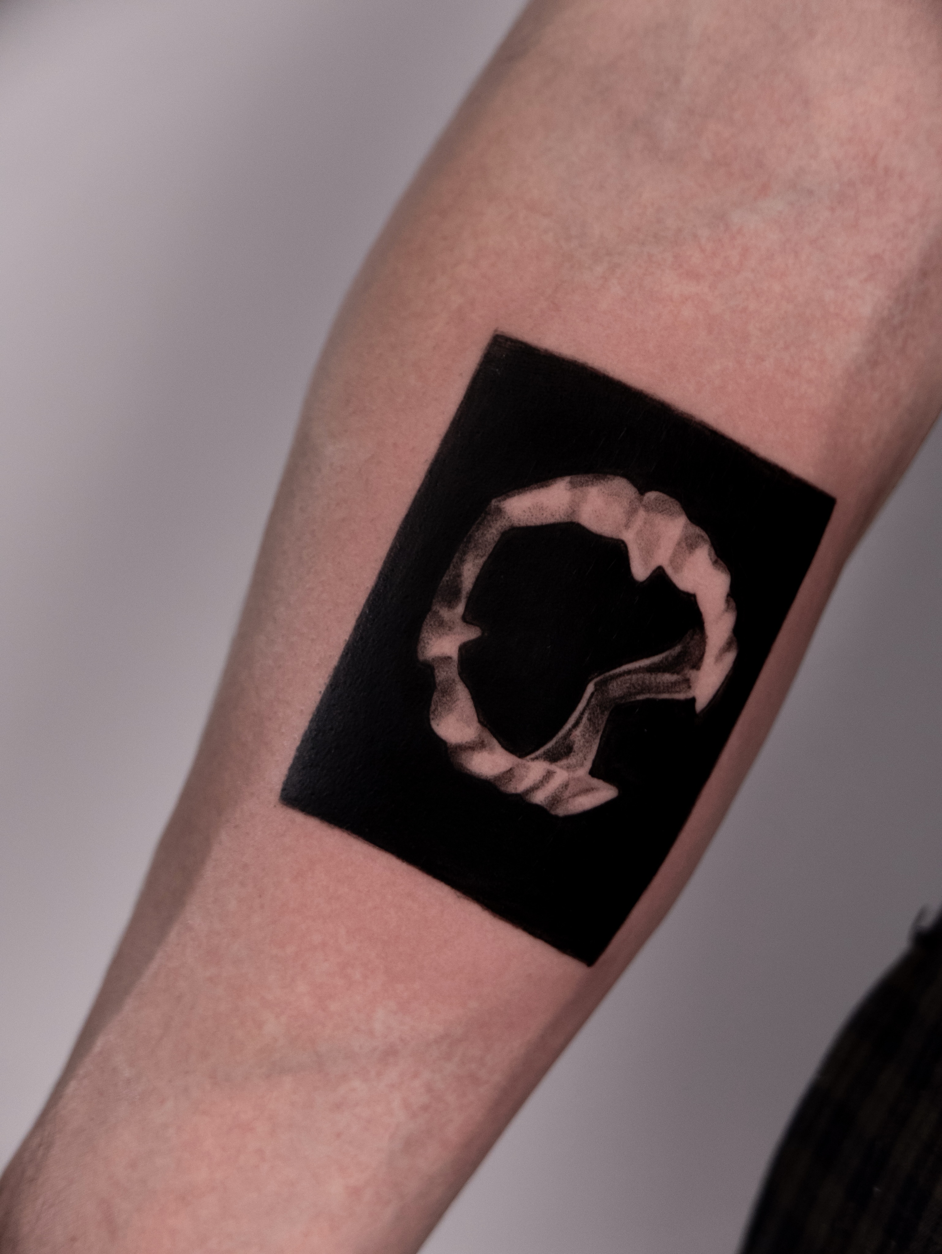 Geometric shape geometric tattoo on the forearm by Mané, Portland, Oregon