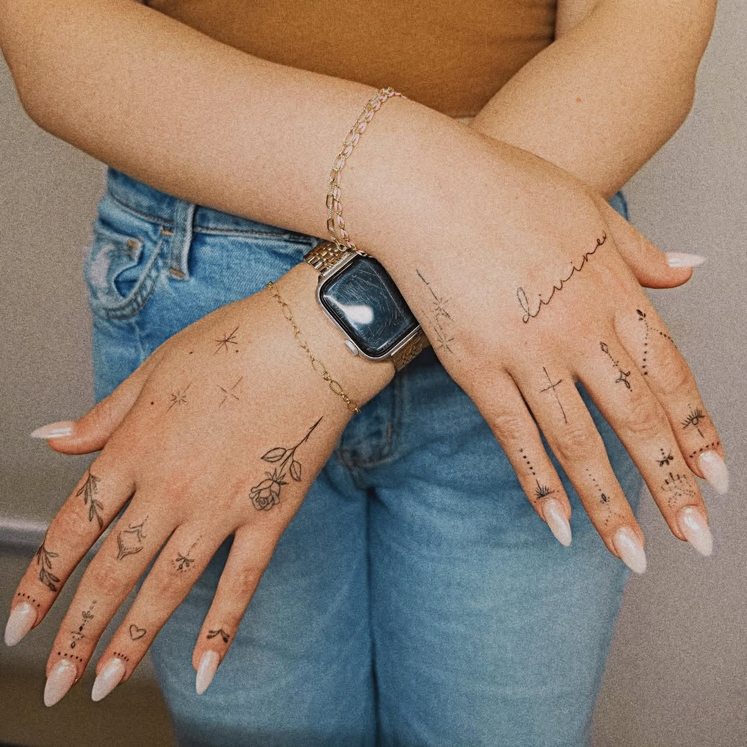 Fine line fine line tattoo on the hand by Ashlee Burkey