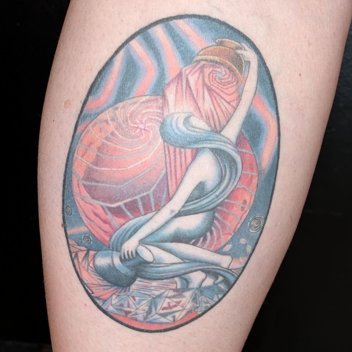 Astral traveler geometric tattoo on the thigh by π²π°πket