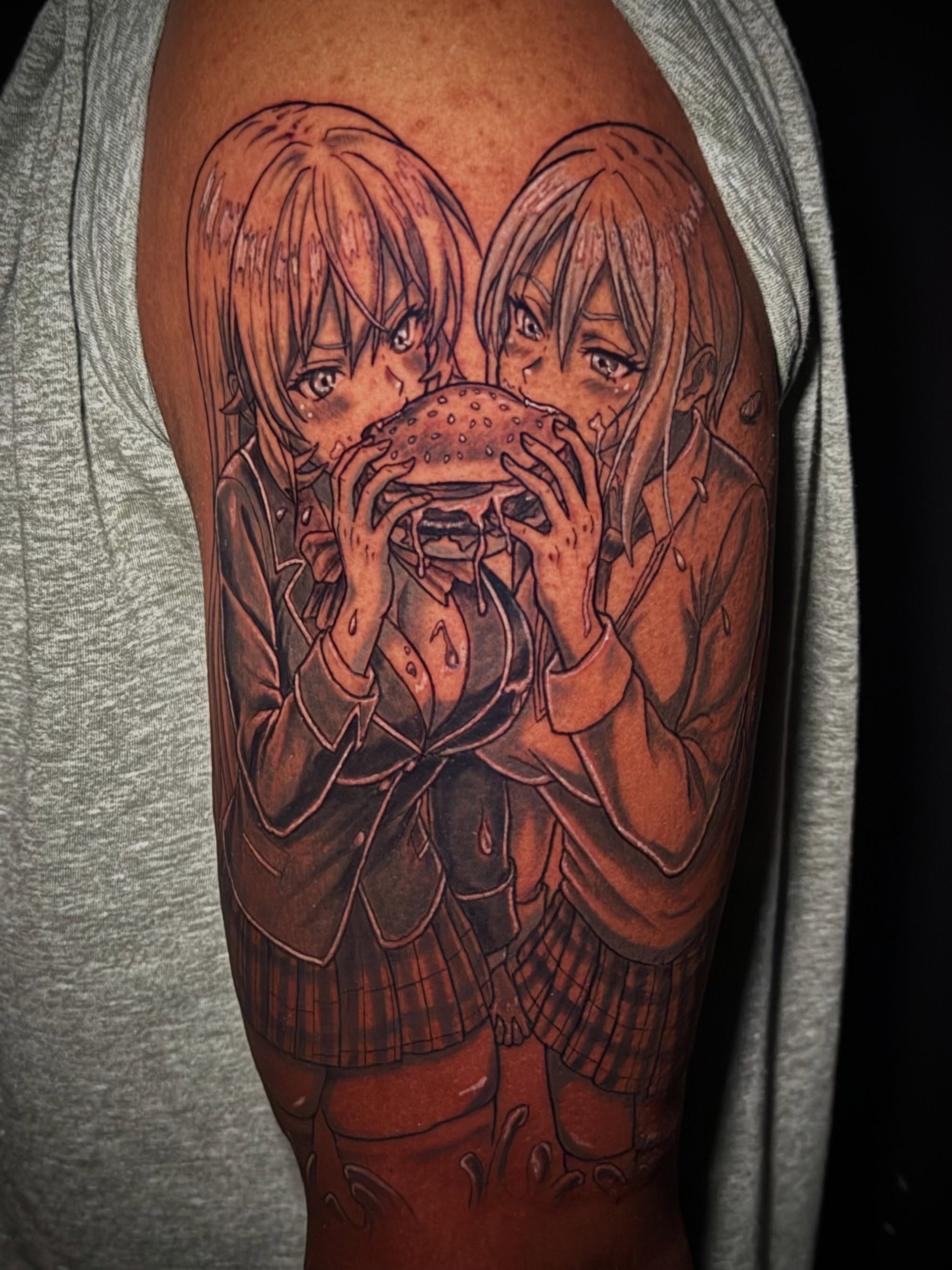 Anime characters anime tattoo on the forearm by Cheyenne Ciera Goulish, Warren, Ohio