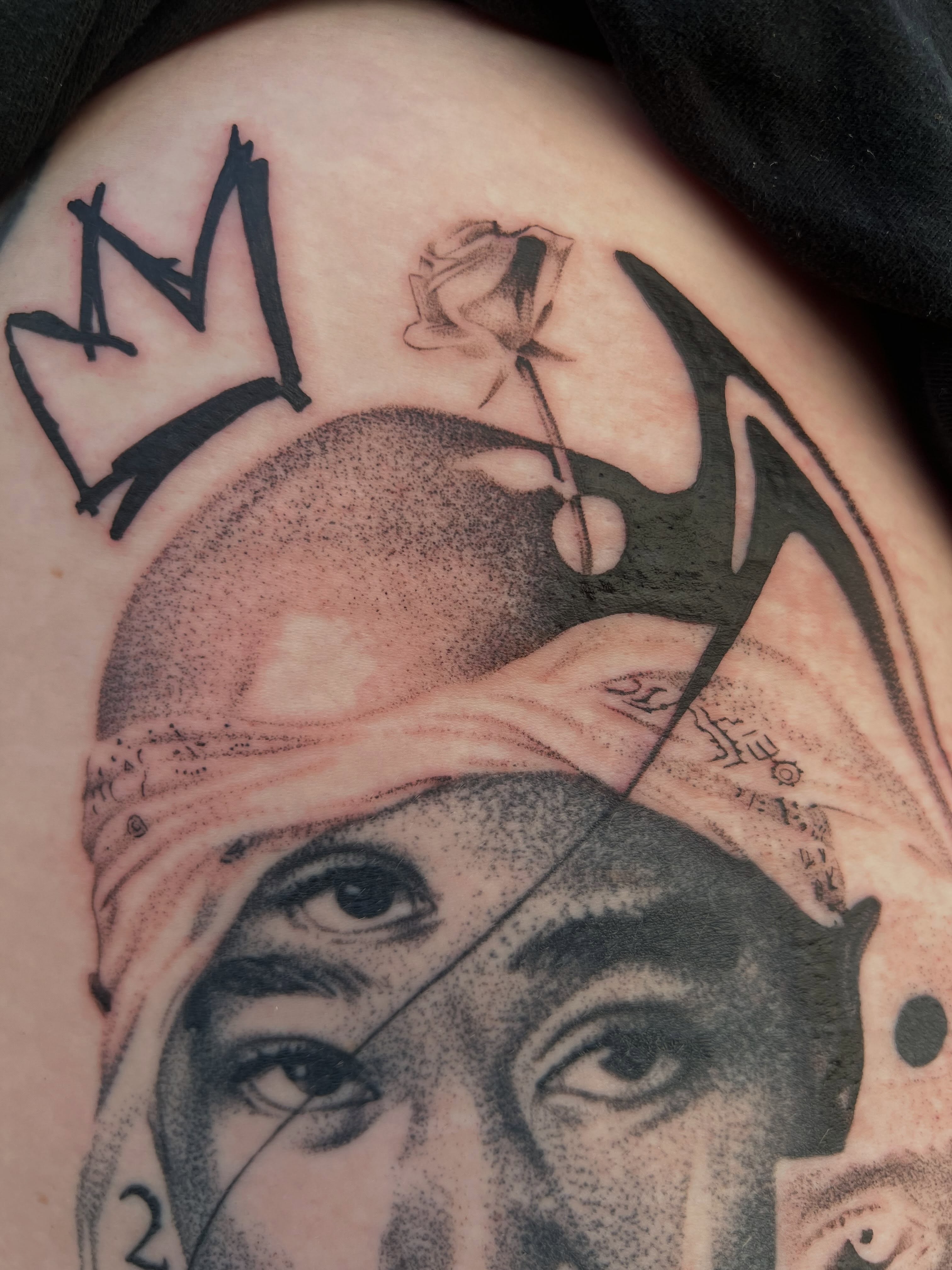 Portrait of a man dotwork tattoo on the chest by Rebecca (Becca) Ray