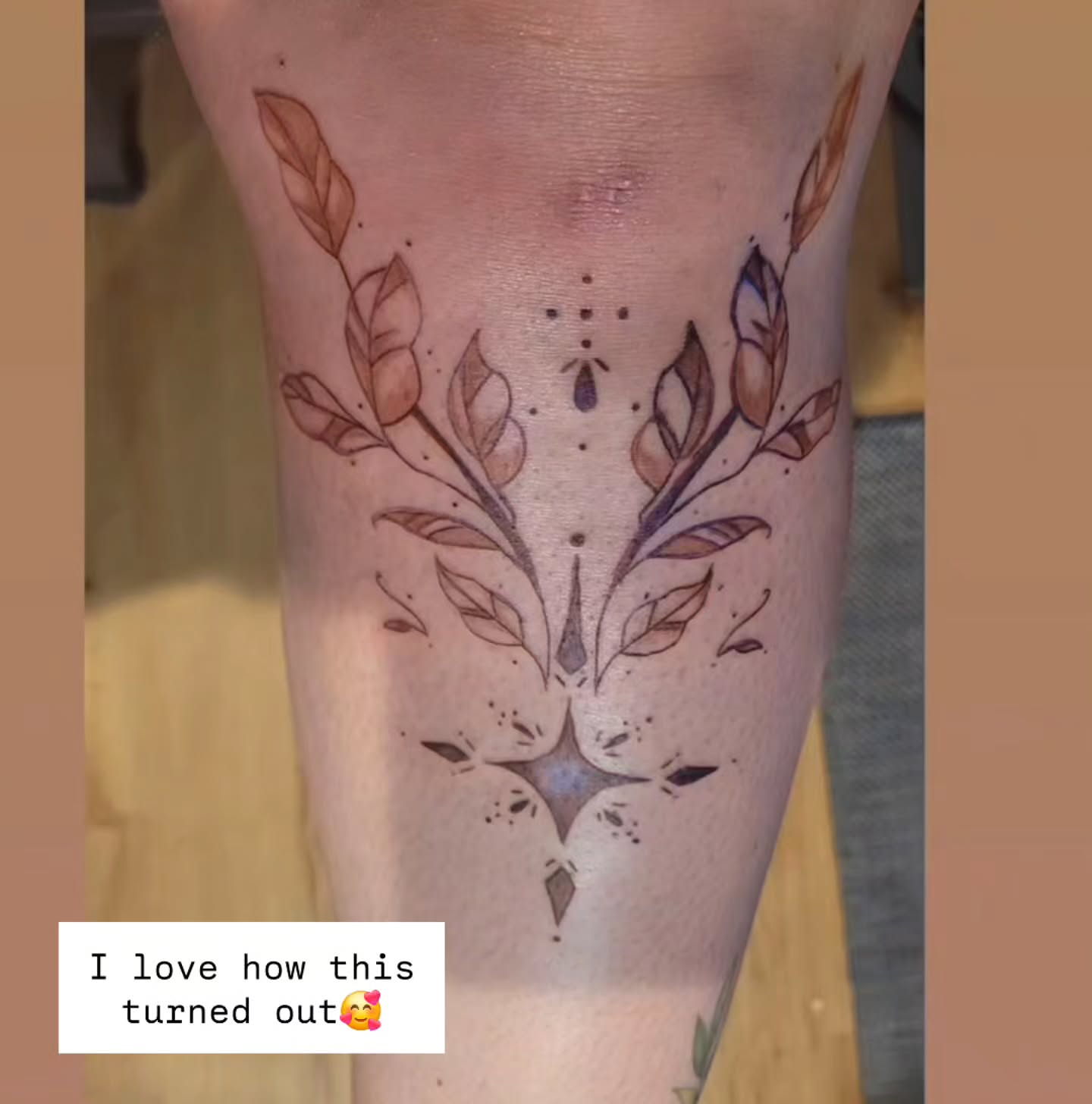 Floral arrangement dotwork tattoo on the calf by Bee