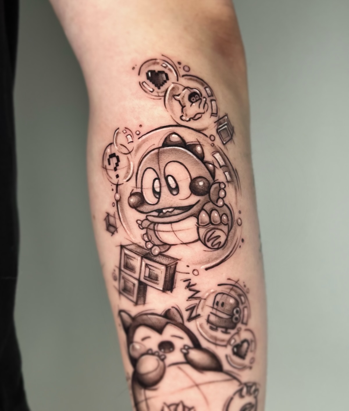 Tattoo by @neonghae — black_and_grey, dotwork