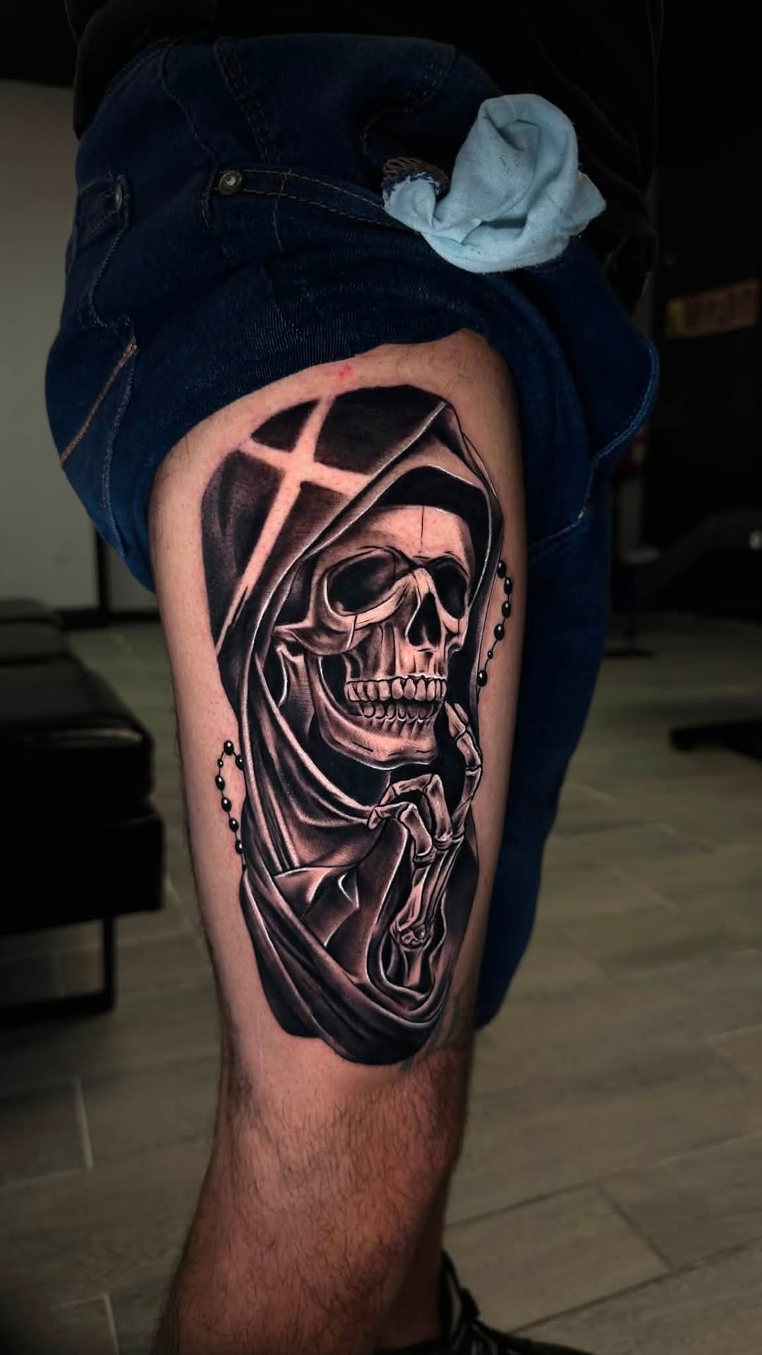 Tattoo by @juanon_tattoos — realism, black_and_grey