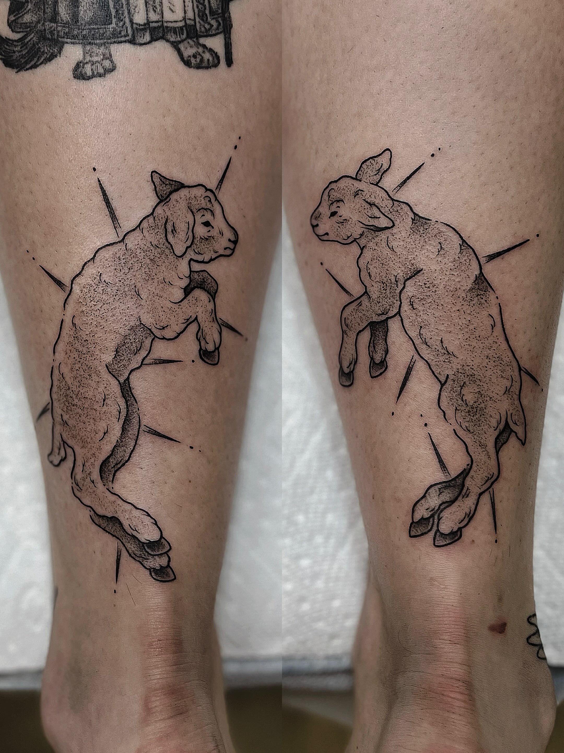 Goats dotwork tattoo on the calf by β
πΈππππ β