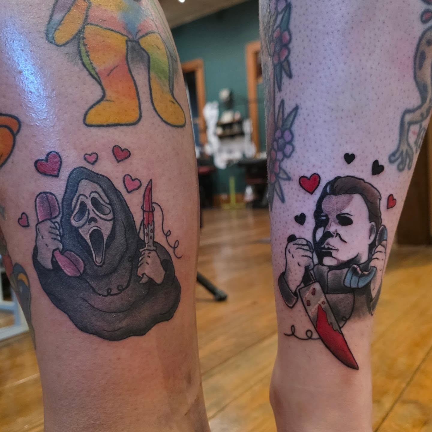 Horror movie characters American traditional tattoo on the forearm by Kayla Williams