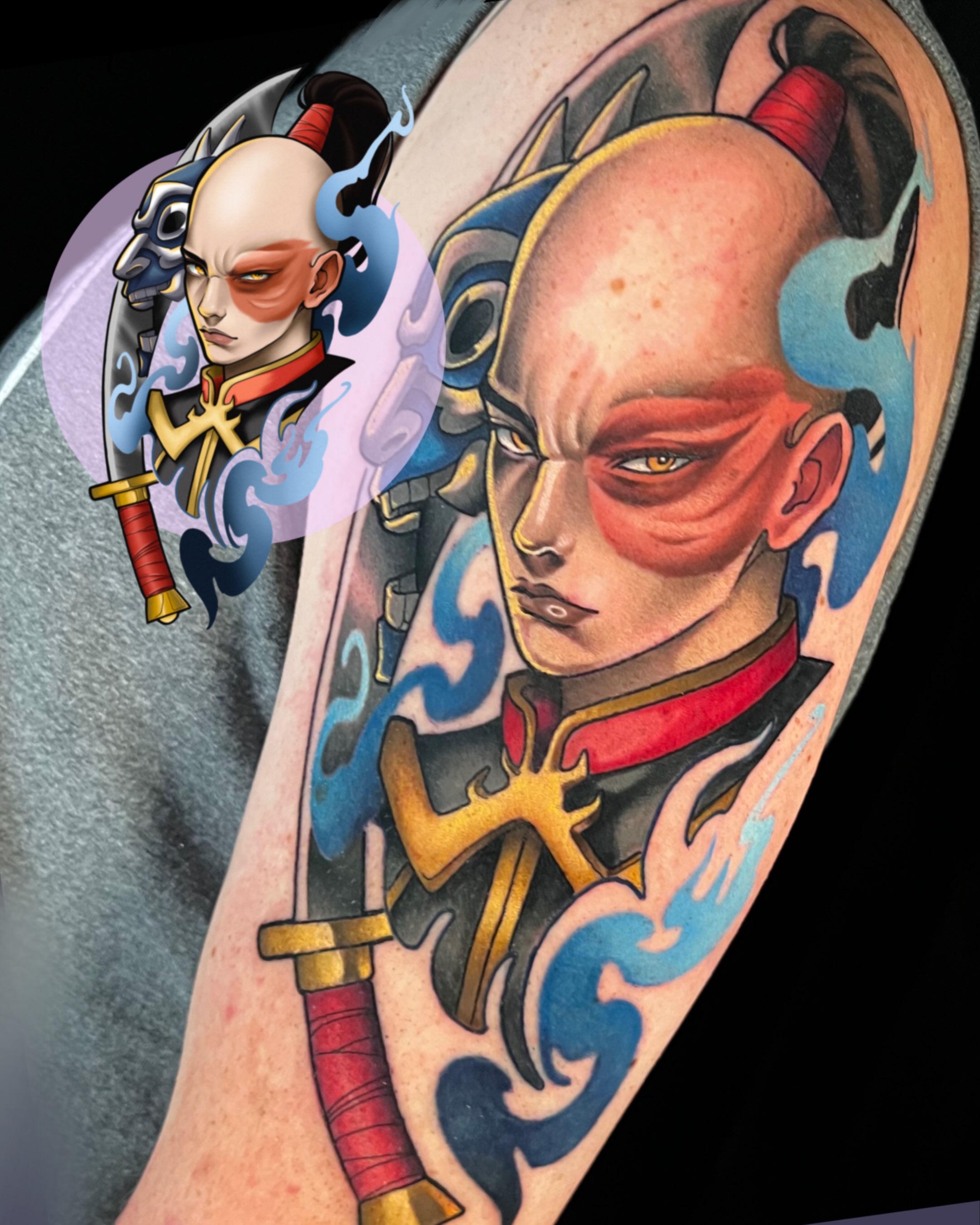 Anime character anime tattoo on the forearm by Jade Lewis