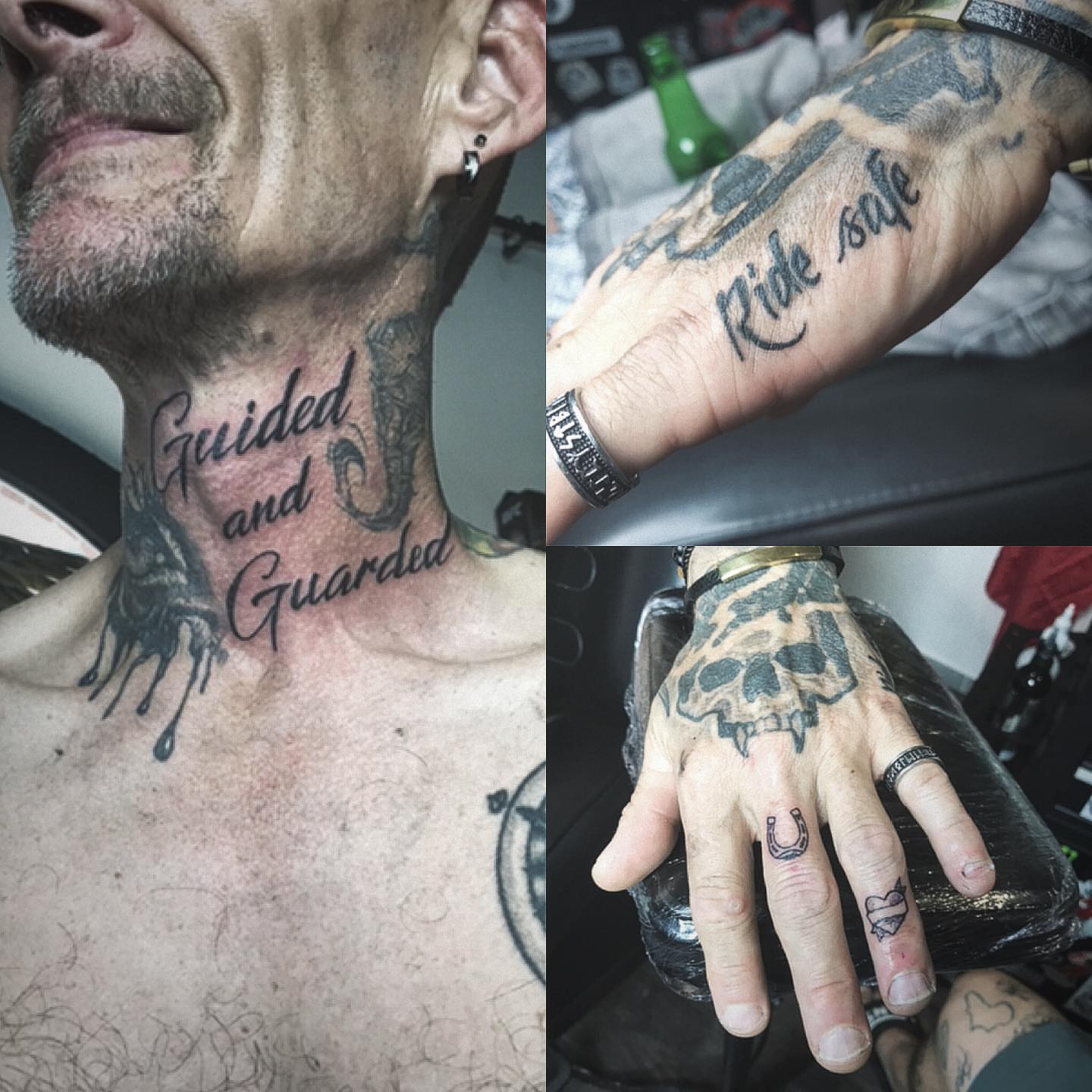 Script lettering lettering script tattoo on the chest by Moss Quito Tattoo