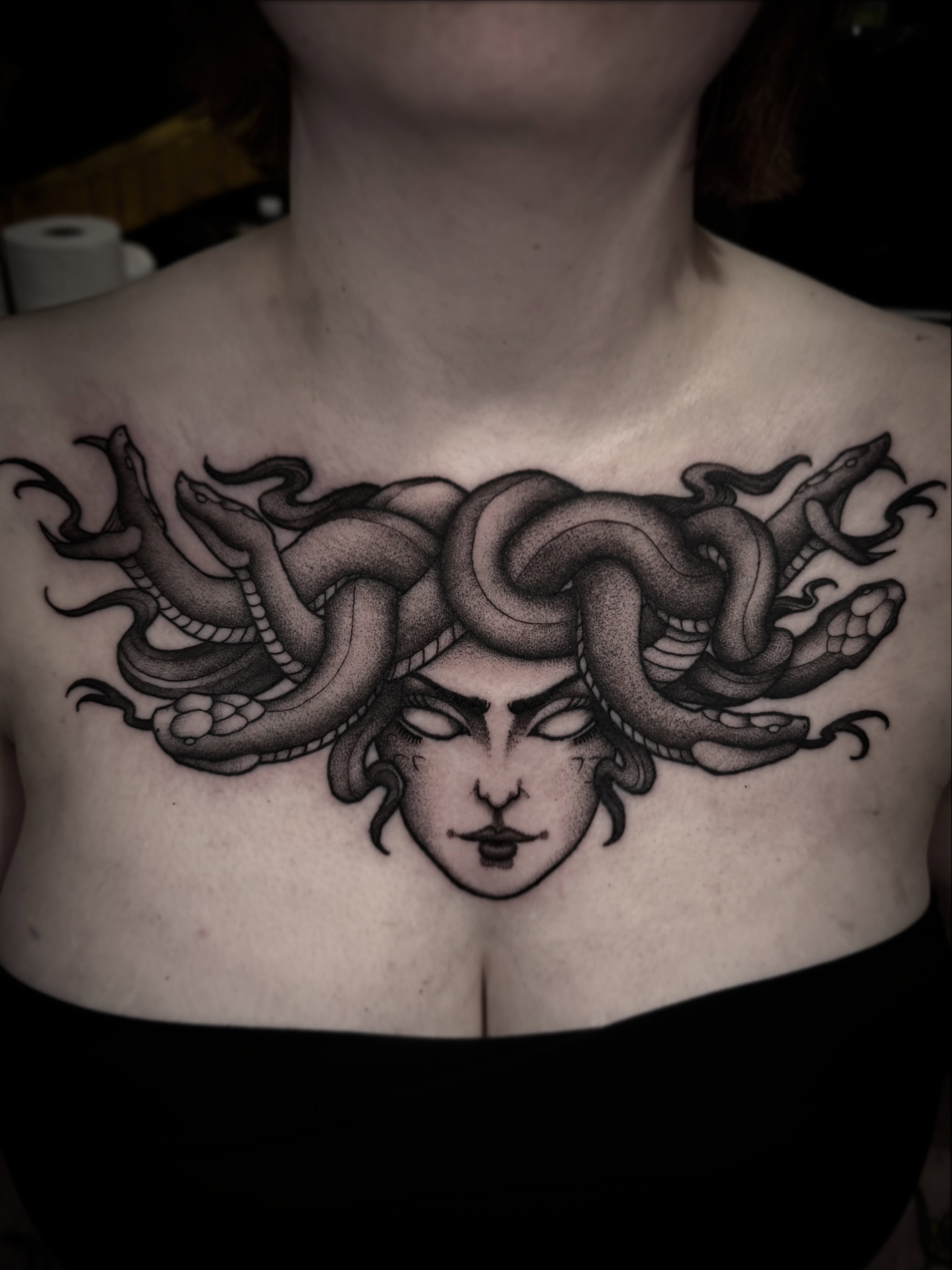 Tattoo by @d.lucian.tattoos — black_and_grey, dotwork