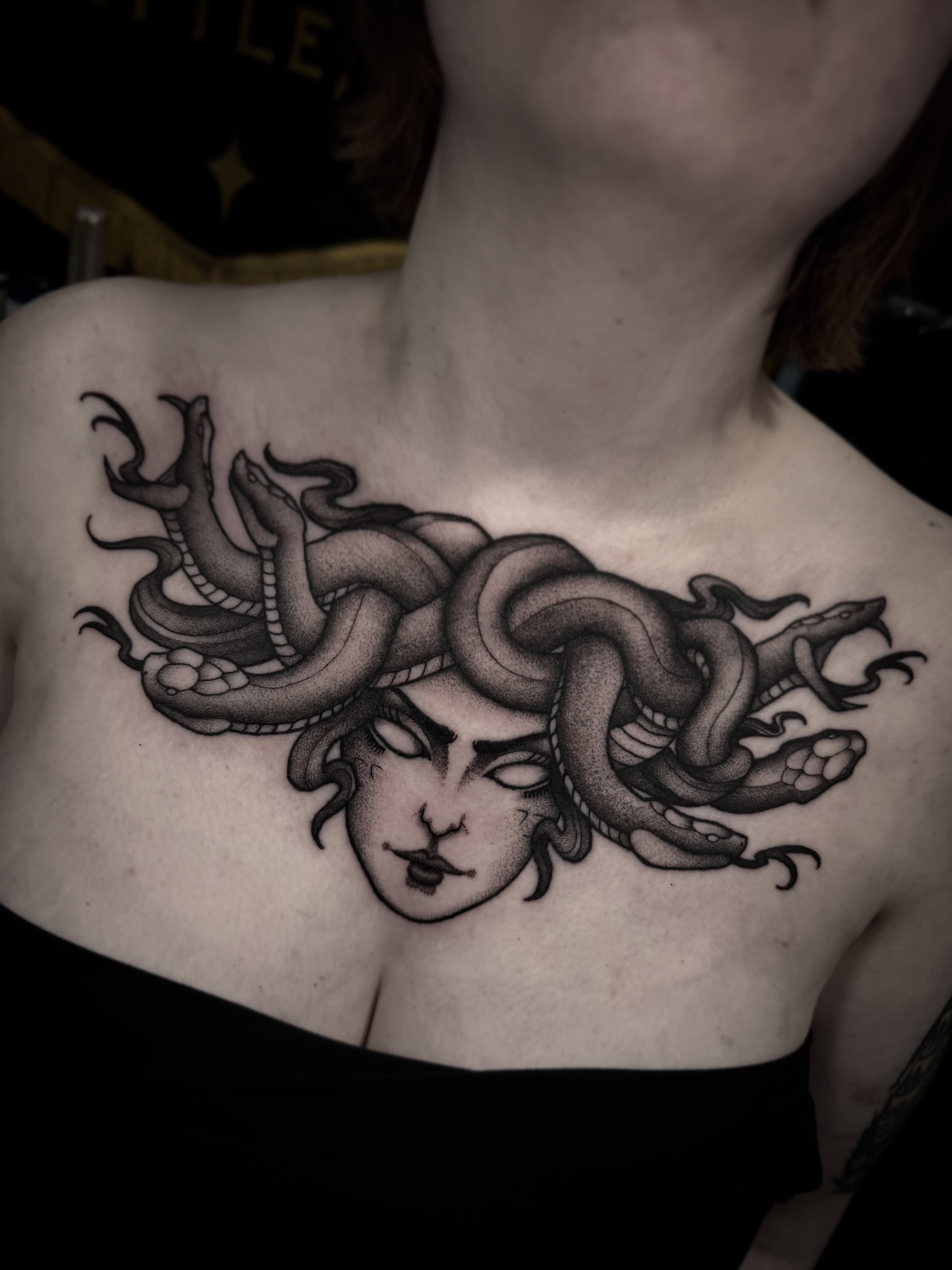 Tattoo by @d.lucian.tattoos — black_and_grey, dotwork