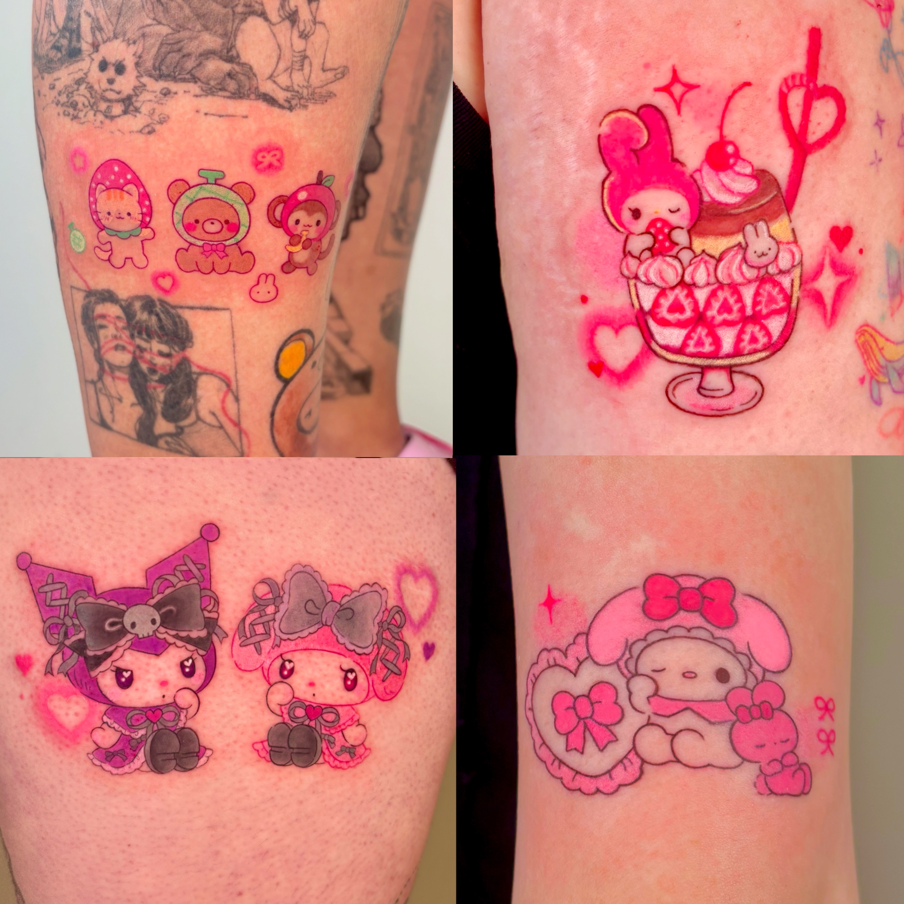 Kawaii characters illustrative tattoo on the forearm by ๐ฎ๐ถ๐ ๐ โงโห โโ.