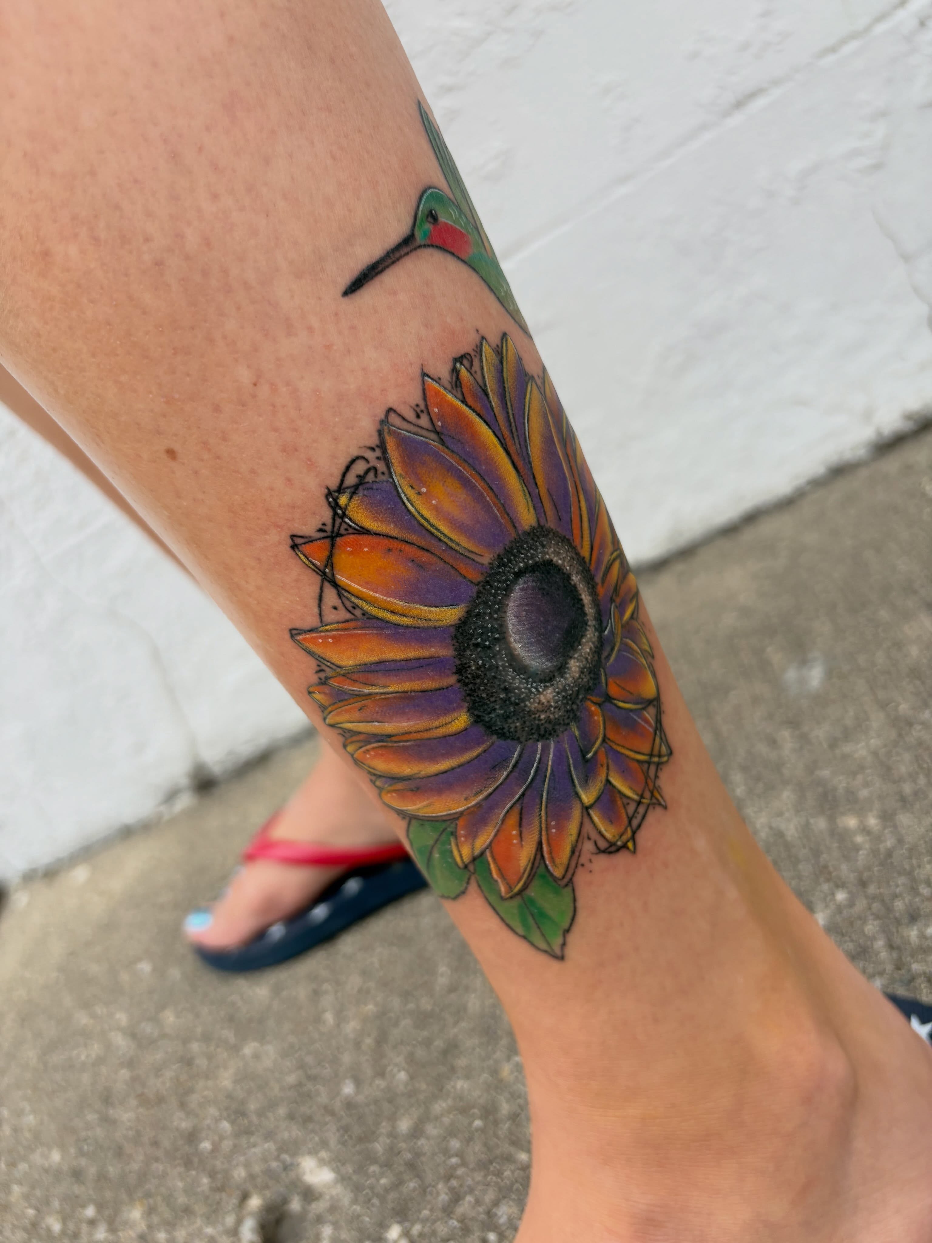 Sunflower dotwork tattoo on the forearm by Andrea 🎨🖌