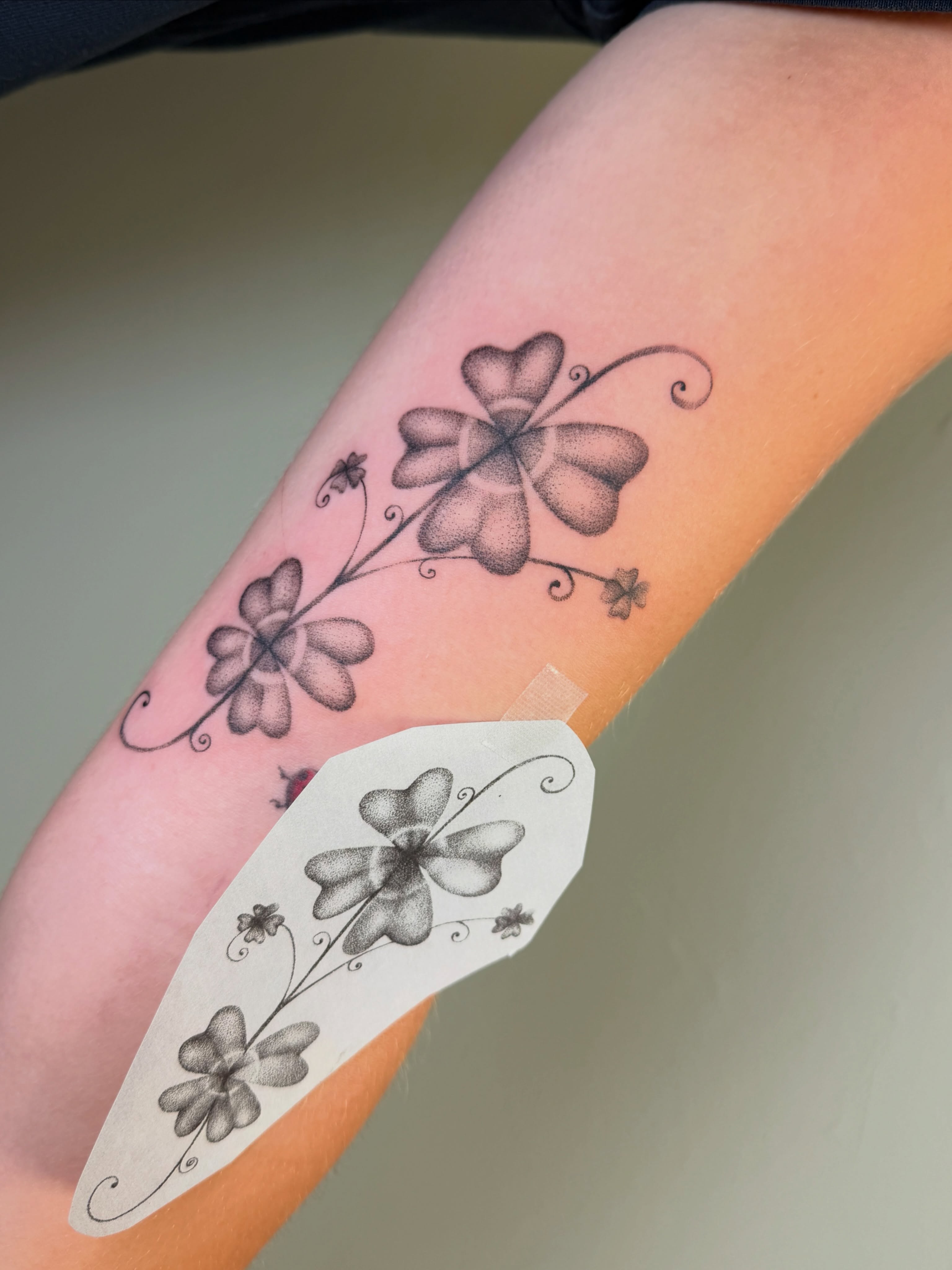 Flower black and grey tattoo on the forearm by Koryn Donnelly