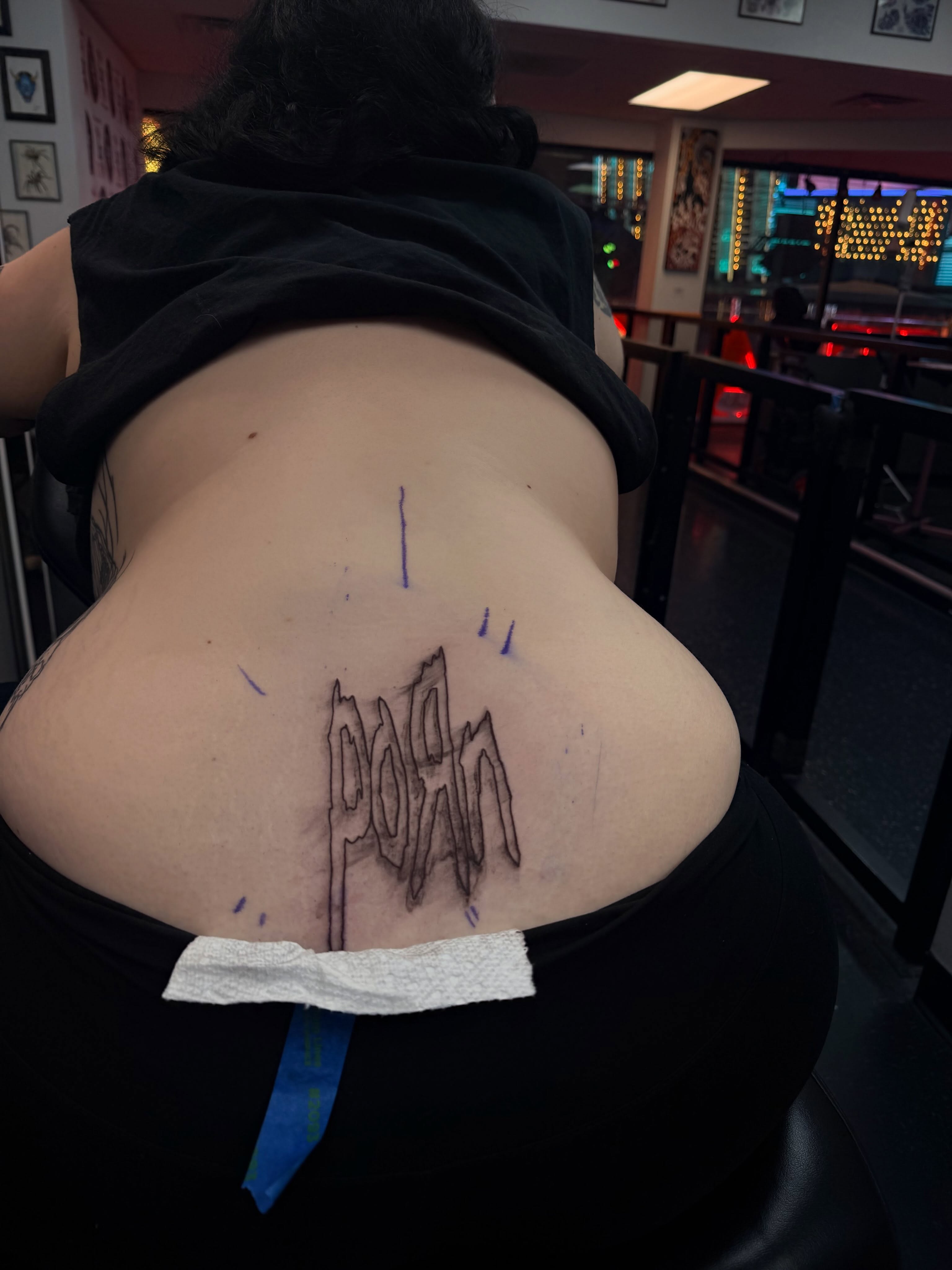 Script lettering lettering script tattoo on the back by Rylan Thorndyke - Tattoo Artist, Las Vegas, Nevada